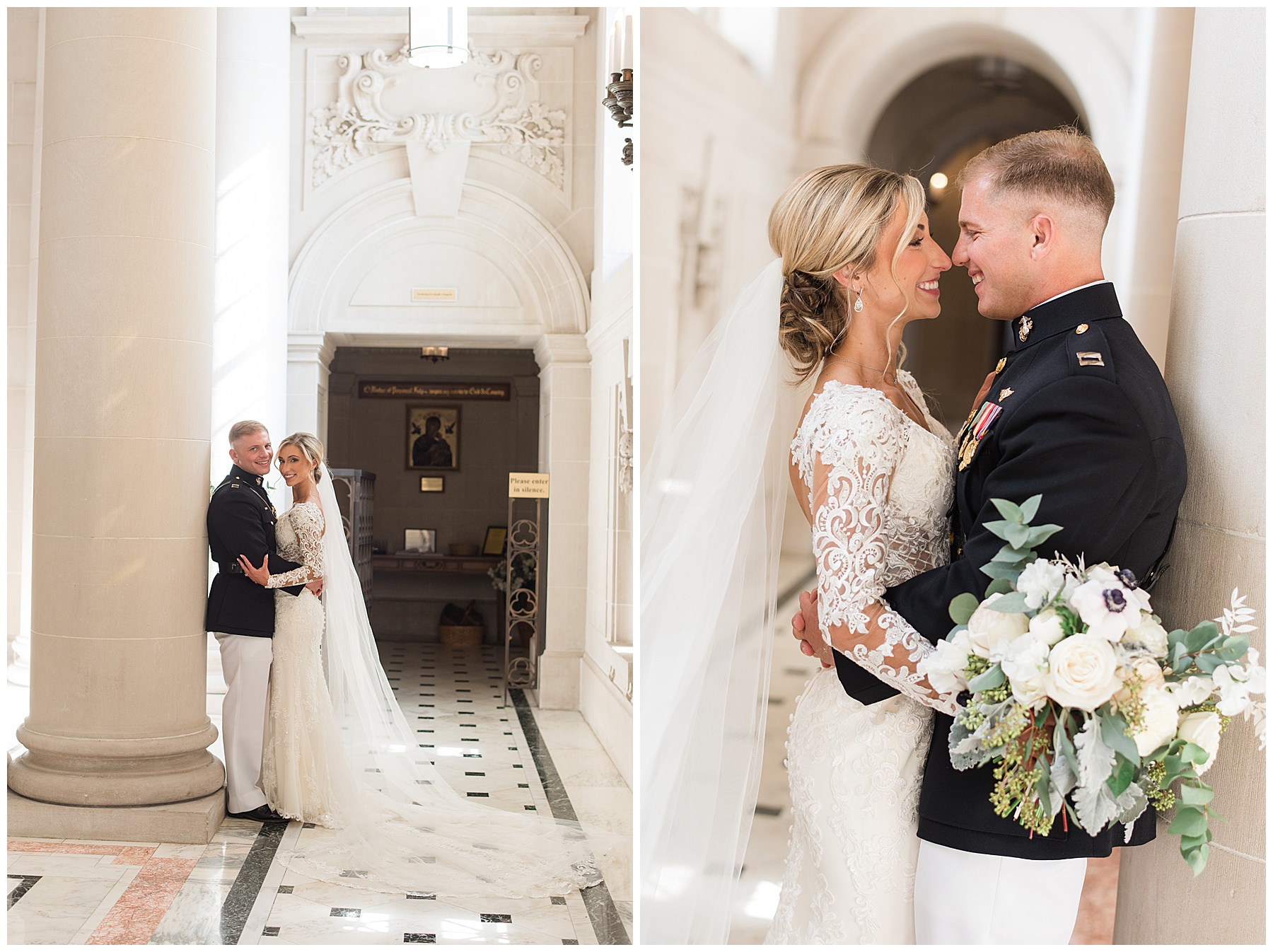 couple portrait usna bancroft hall wide inside