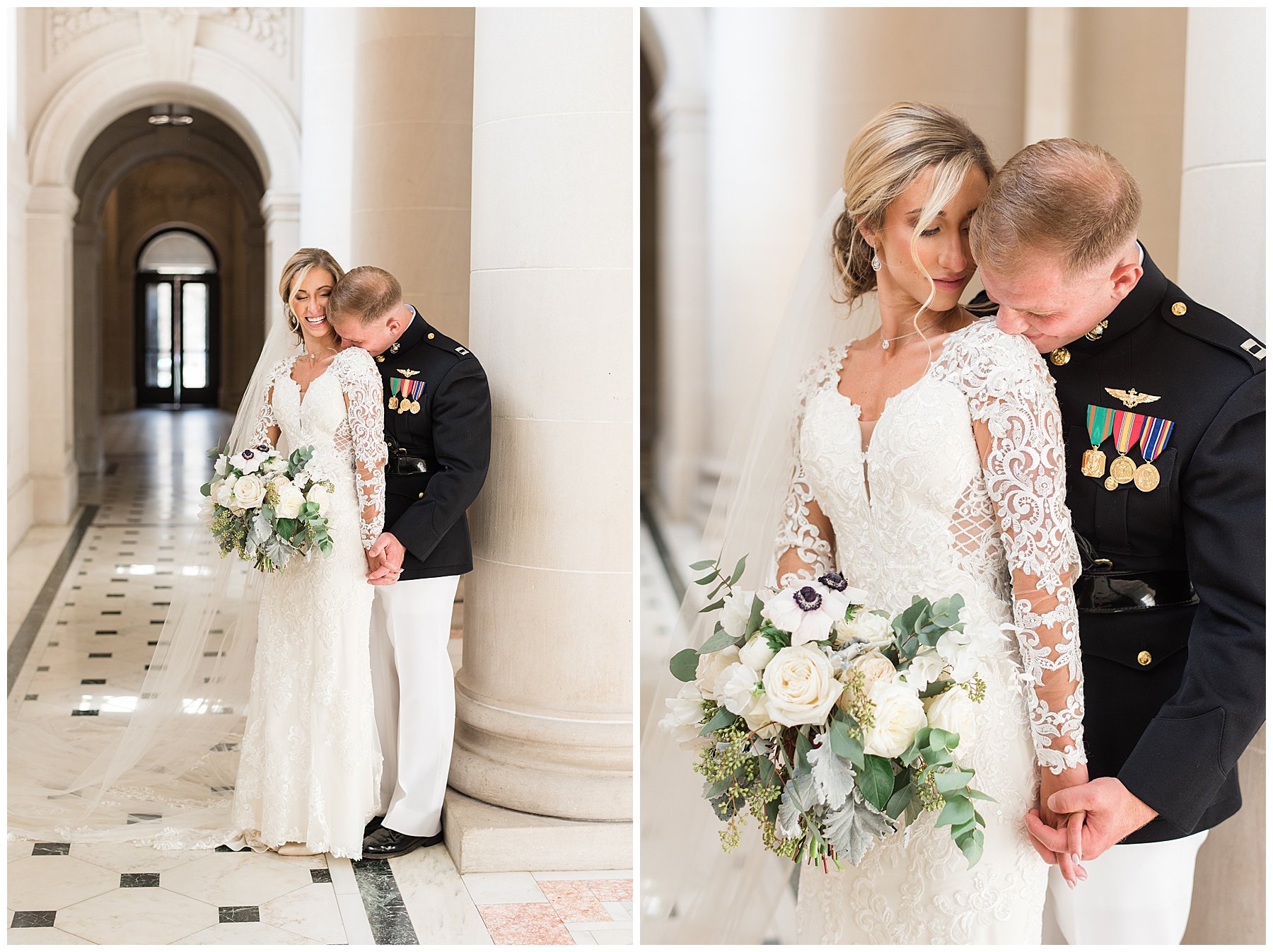 couple portrait usna bancroft hall shoulder kiss