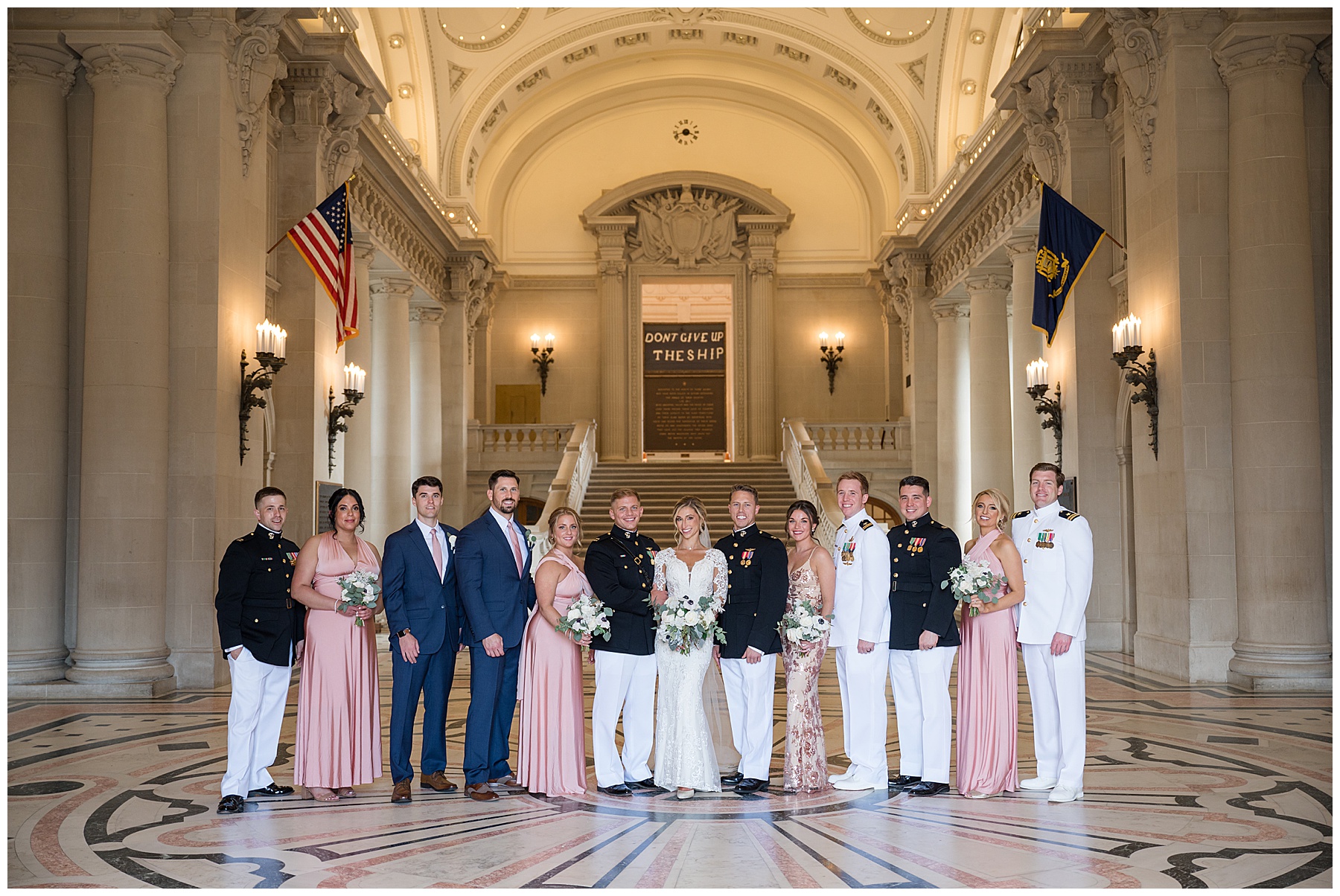 wedding party inside bancroft hall