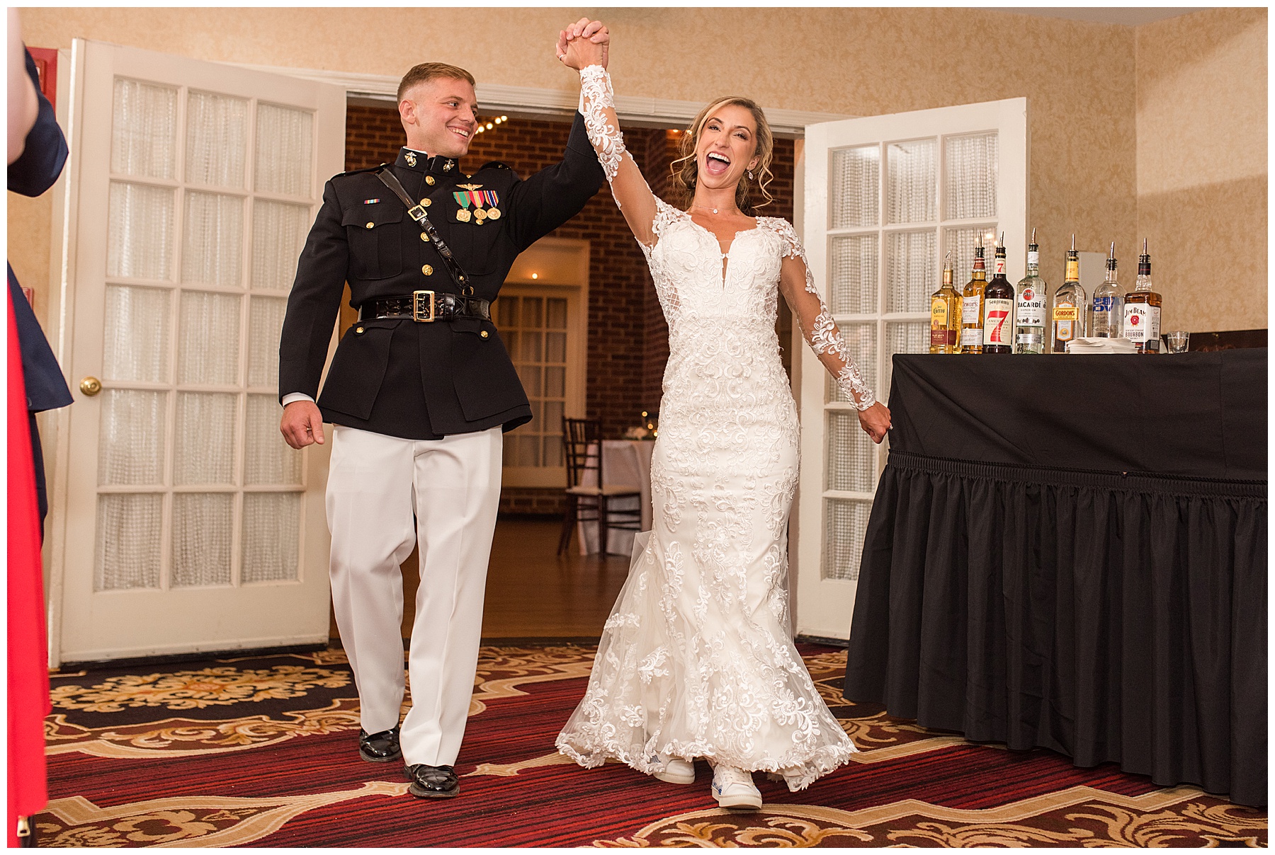 bride and groom enter reception