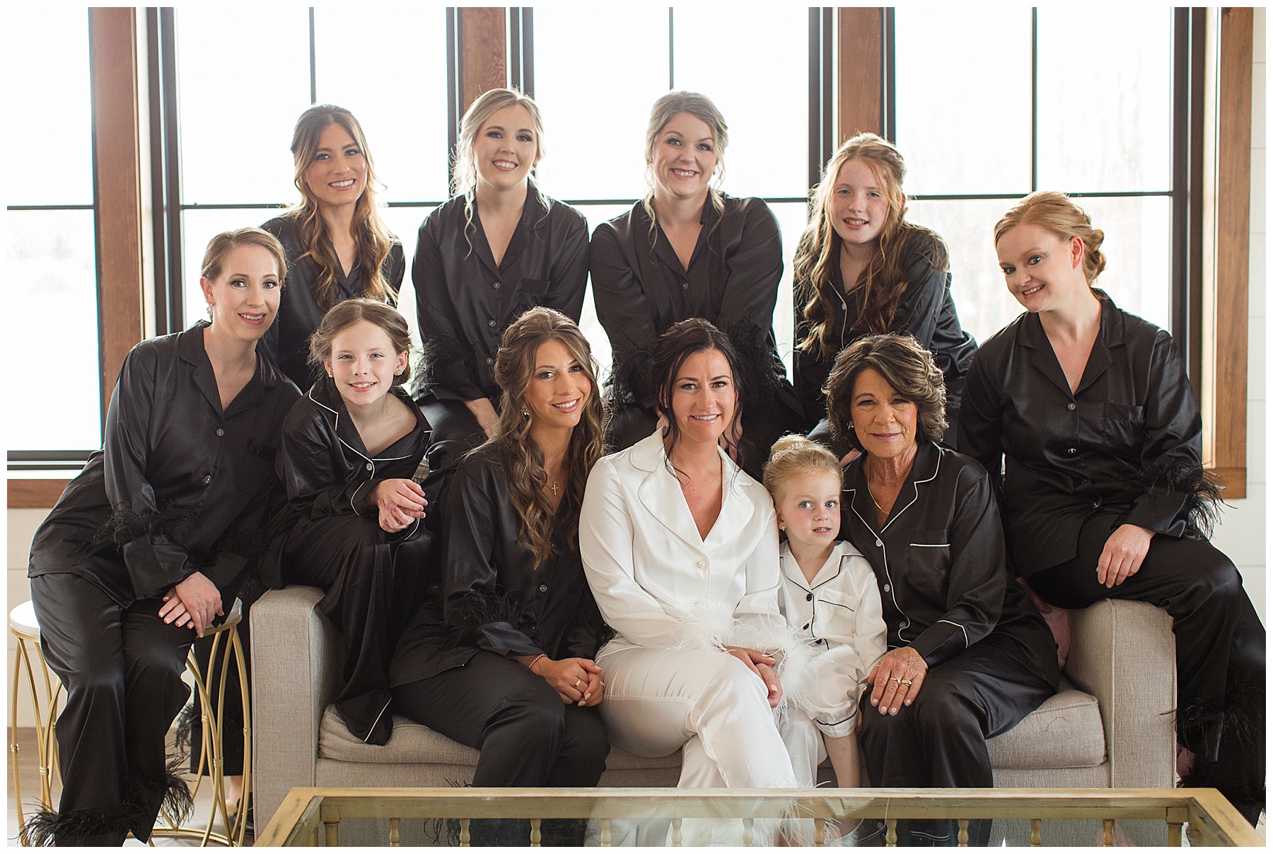 bride getting ready with bridesmaids