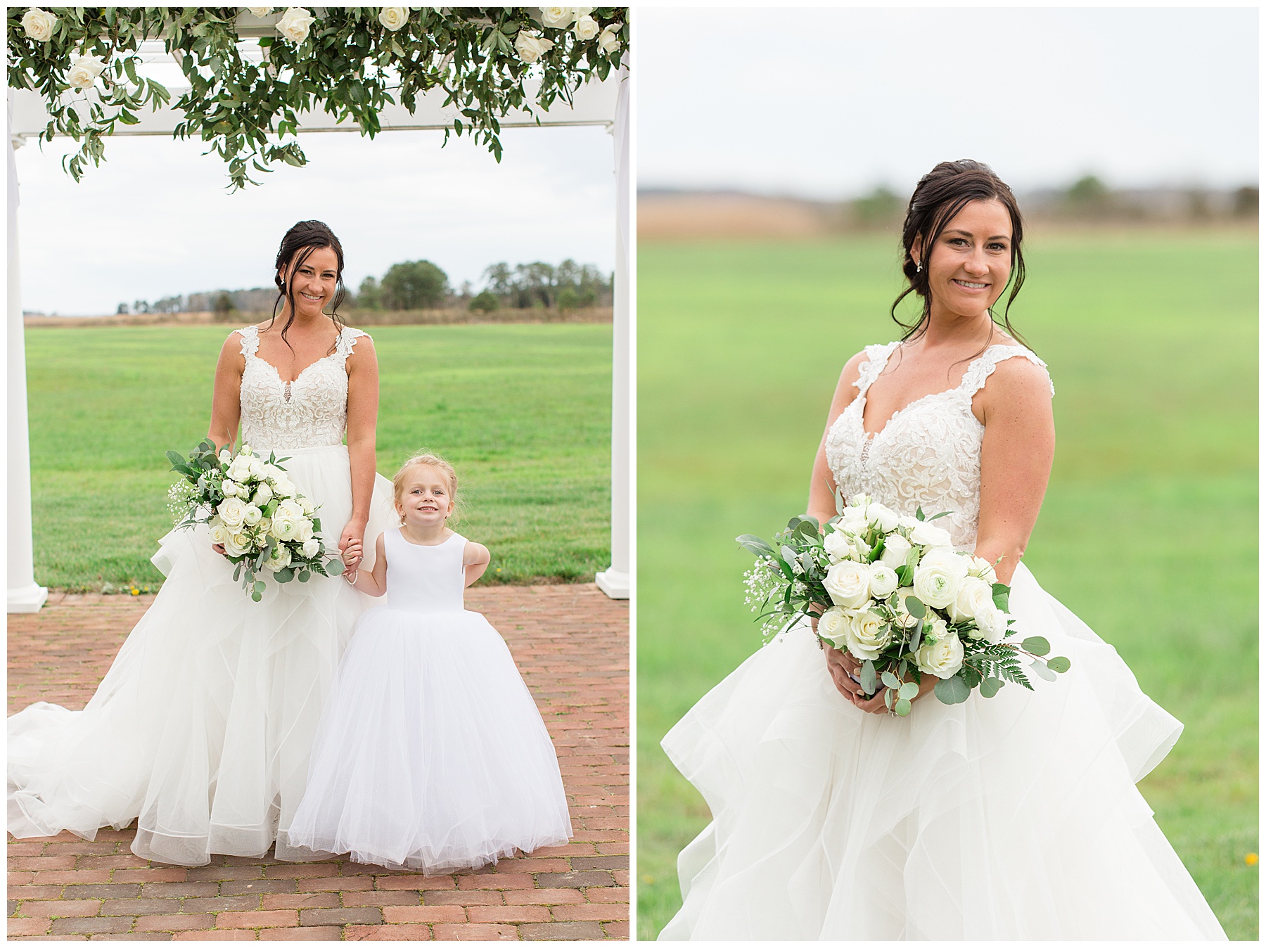 bridal portrait white bouquet