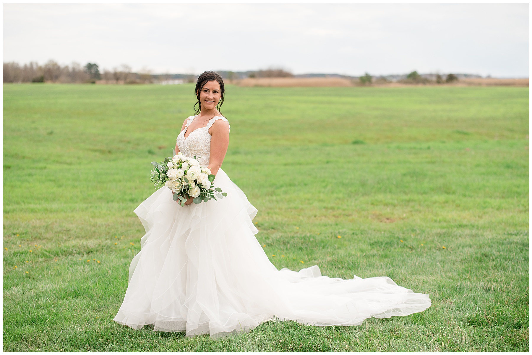 bridal portrait white bouquet