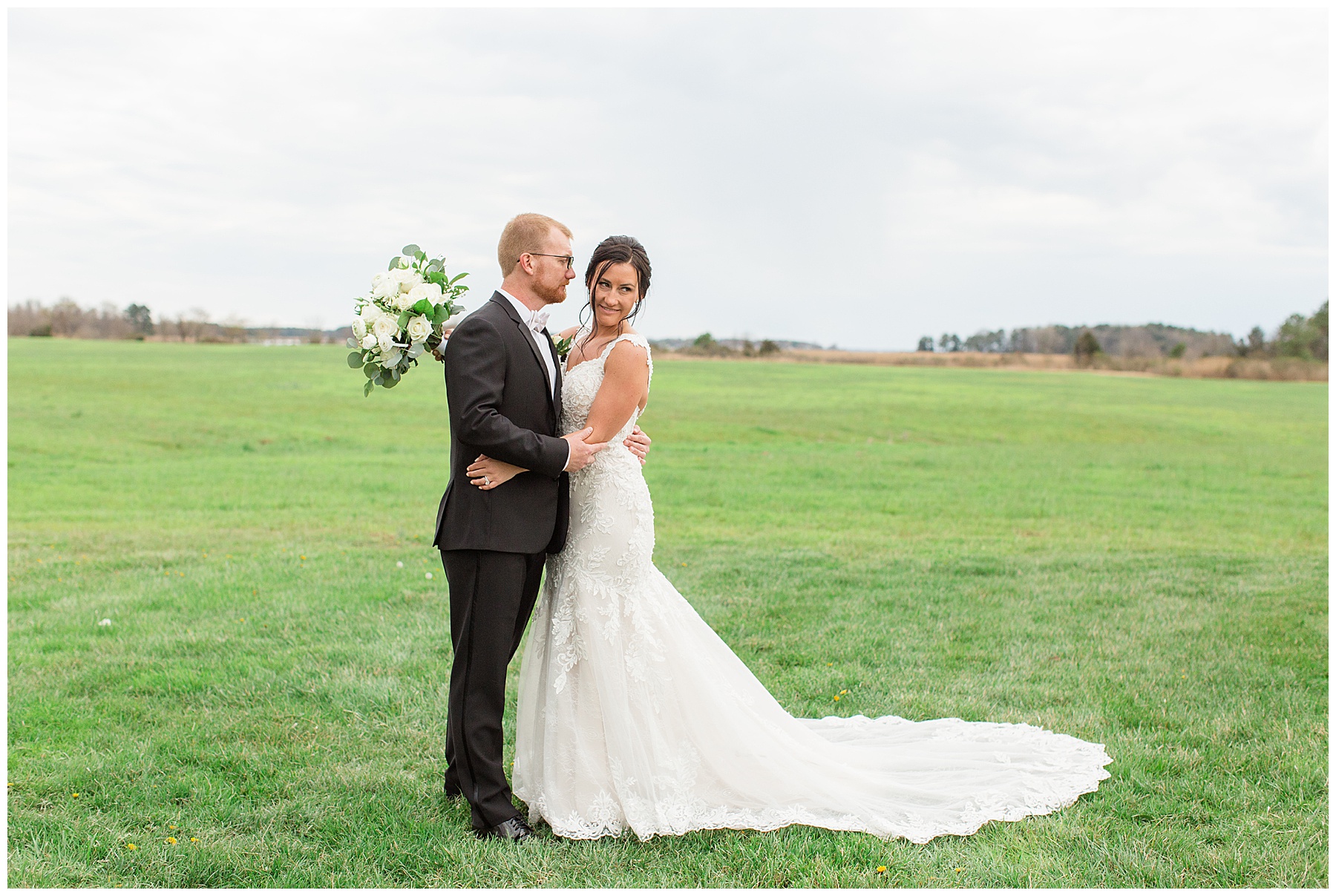 bride and groom portrait embrace