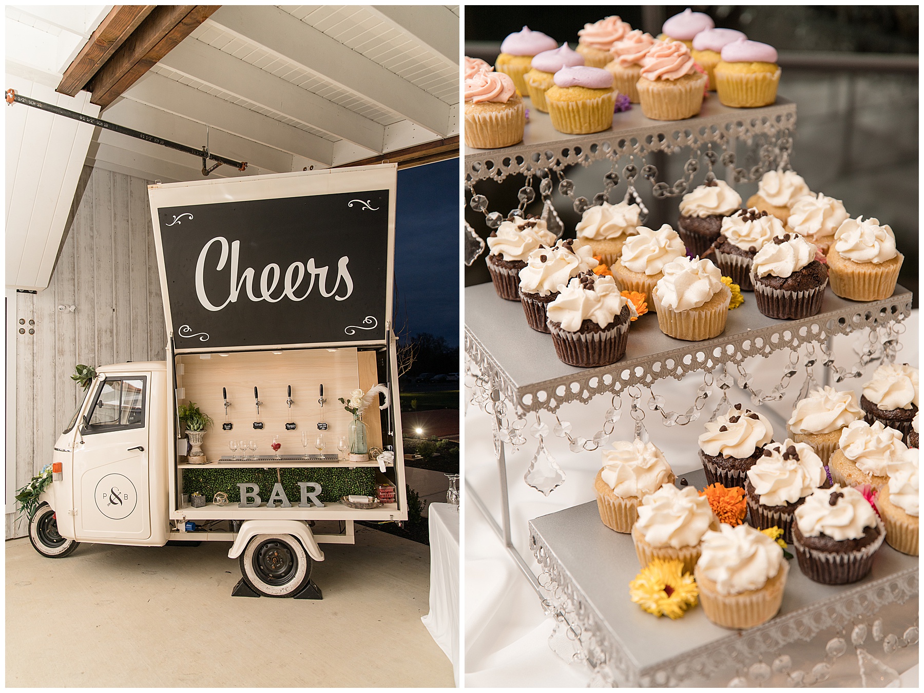 bubbly champagne mobile bar cupcake display