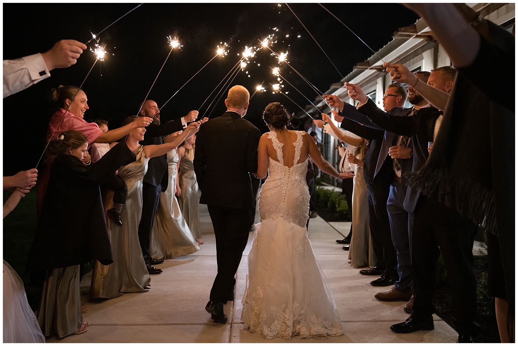 bride and groom sparkler exit