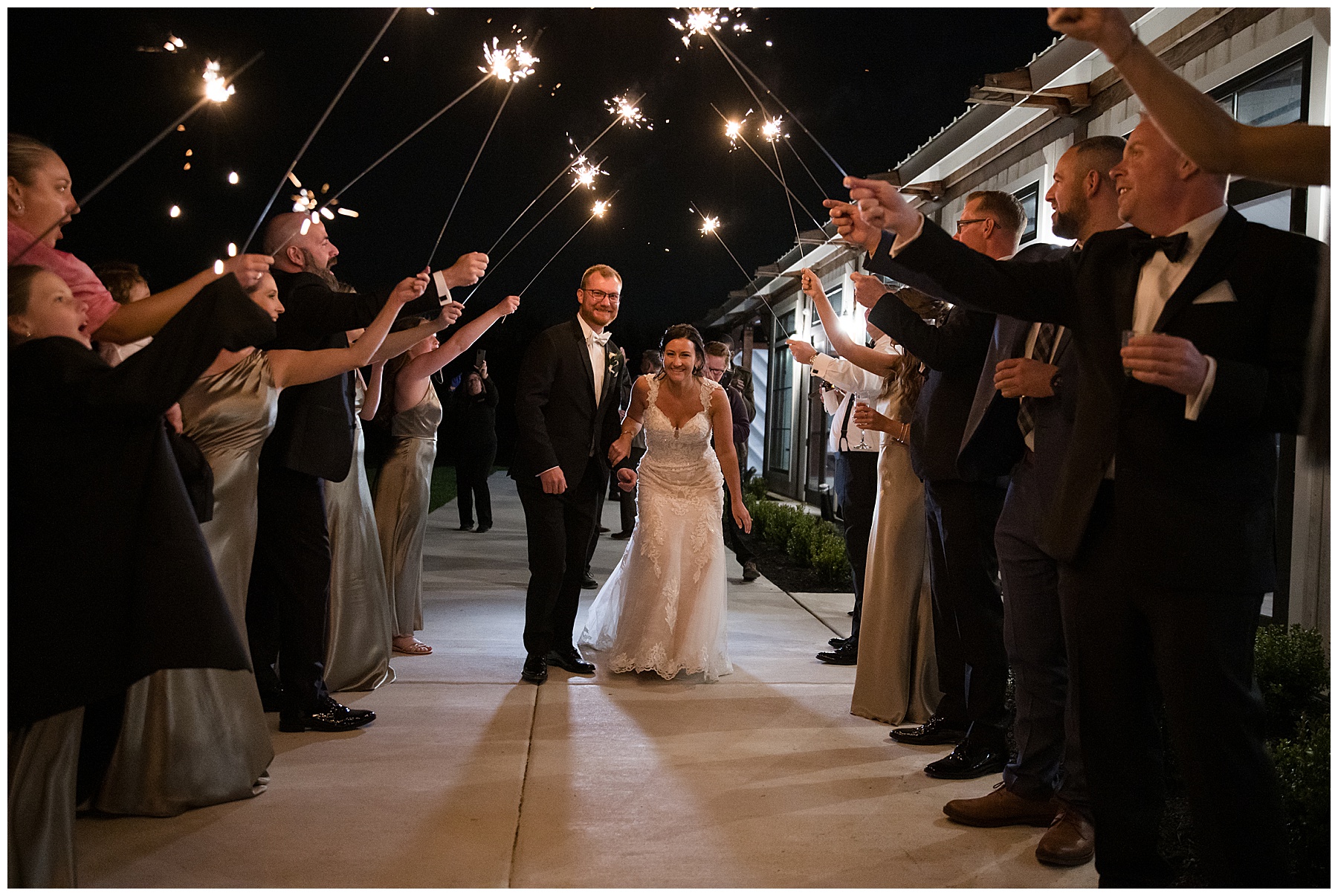 bride and groom sparkler exit