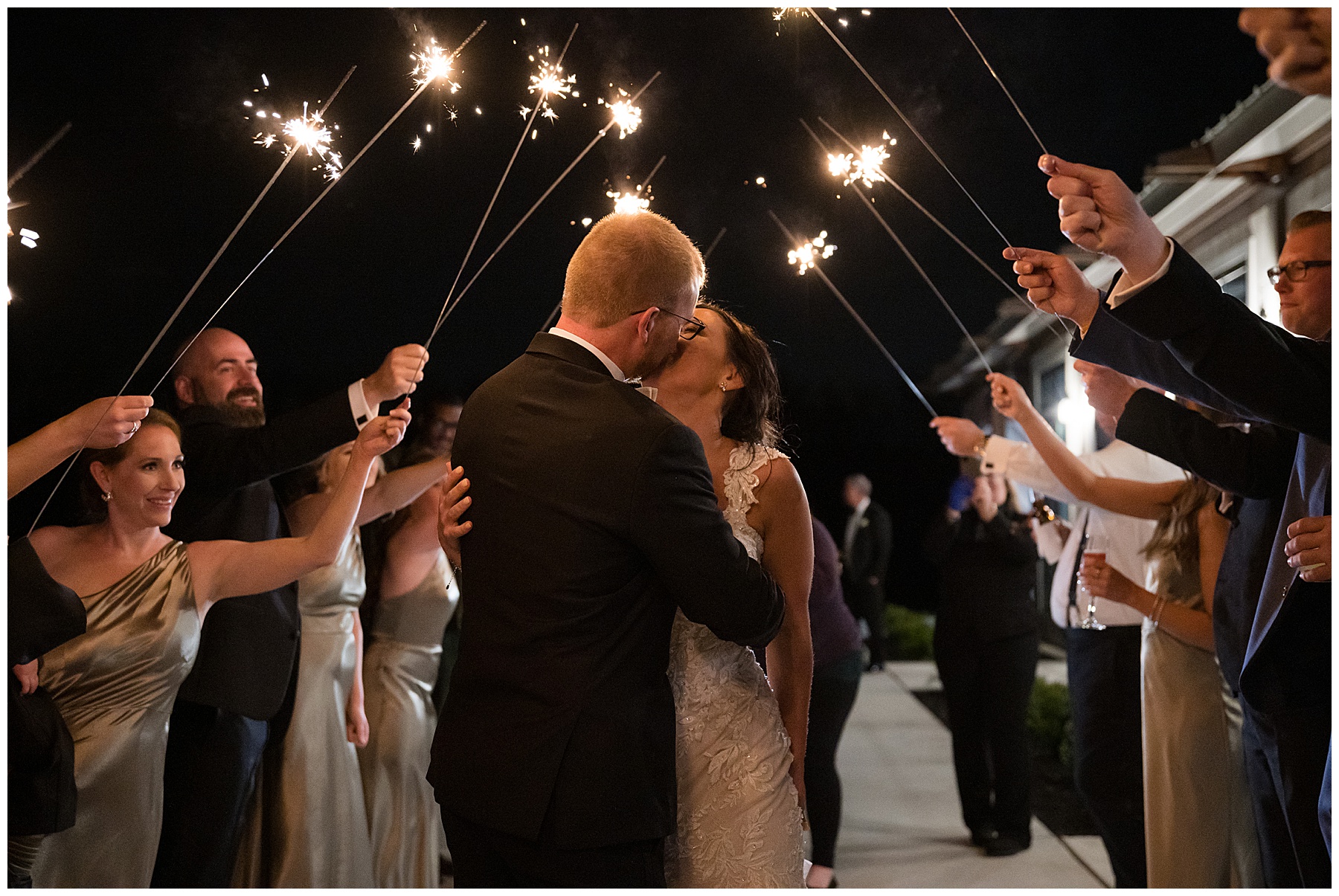 bride and groom sparkler exit