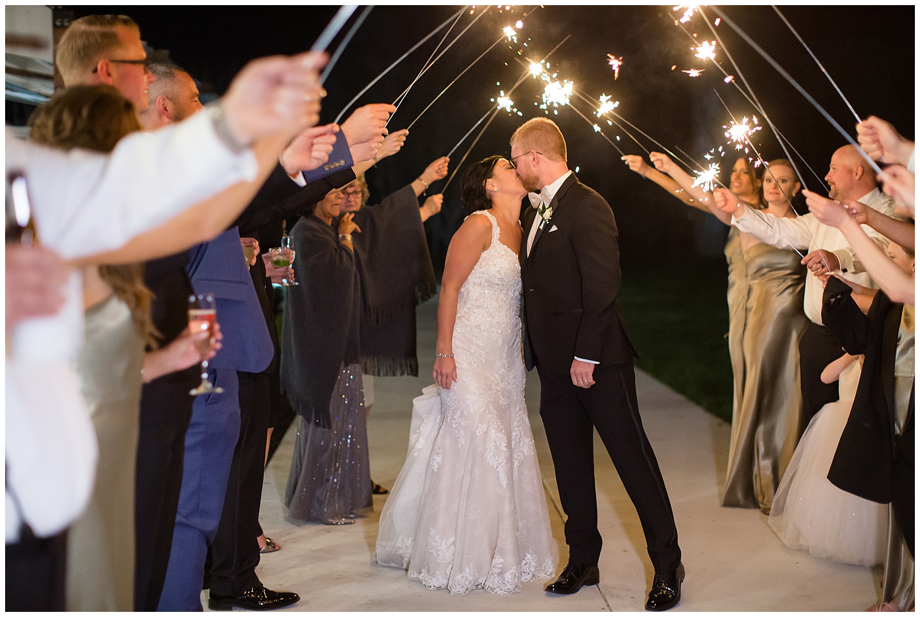 bride and groom sparkler exit