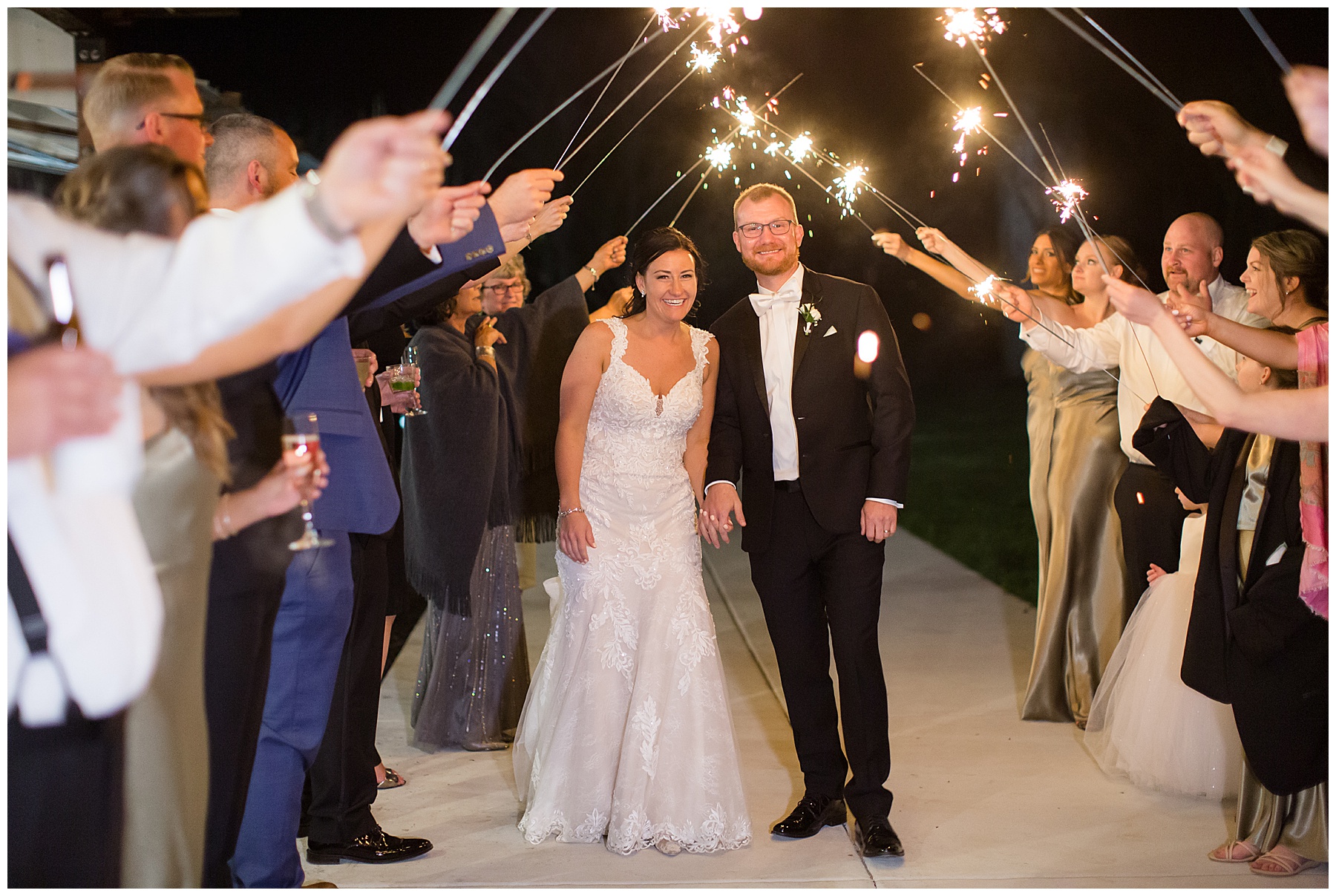 bride and groom sparkler exit