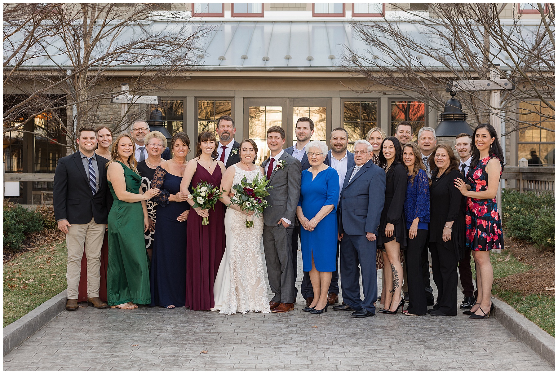 bride and groom with VIPs family