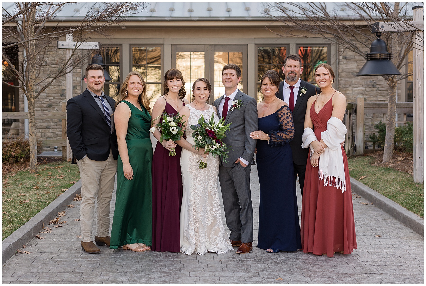 bride and groom with VIPs family