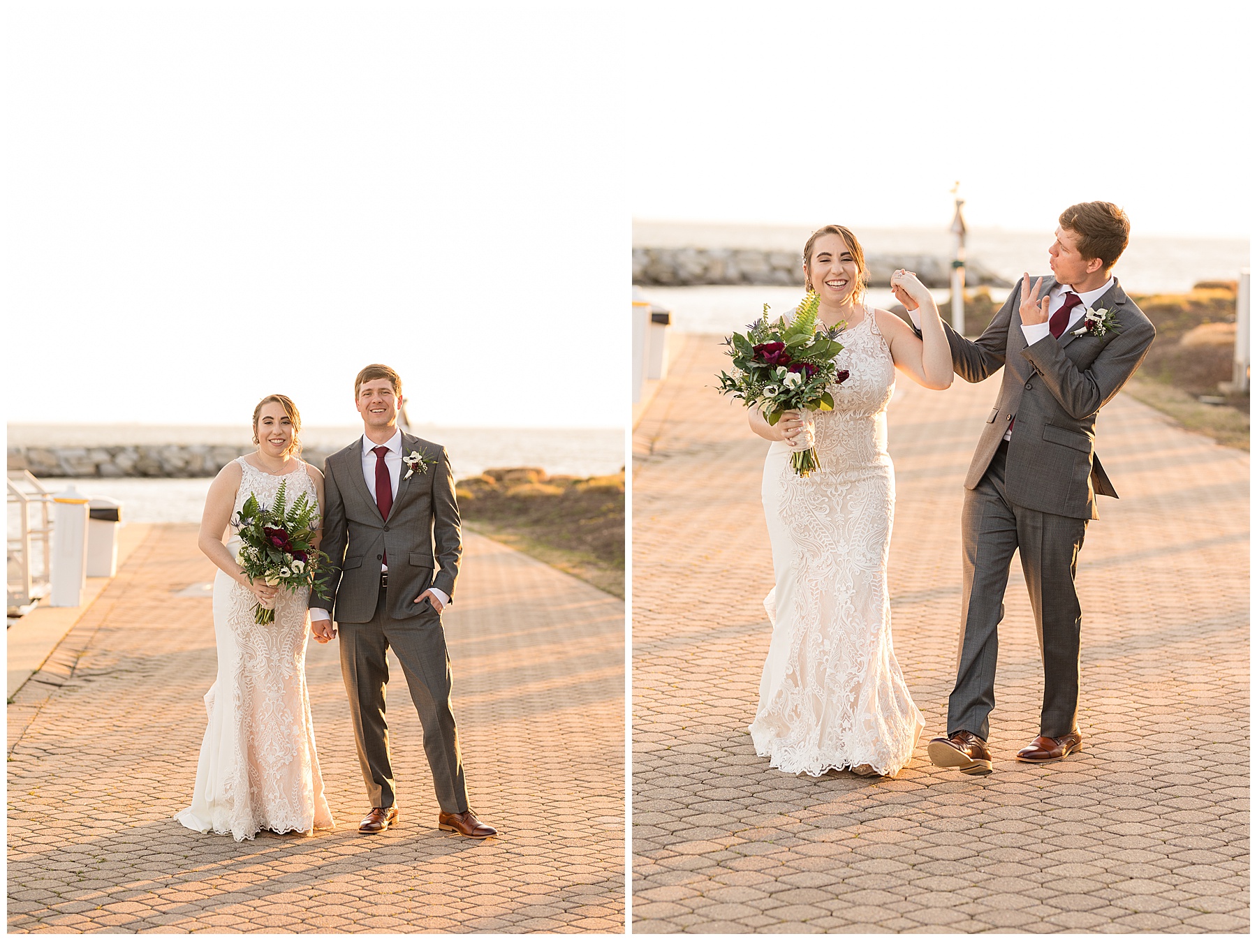 couple golden hour portraits chesapeake bay beach club