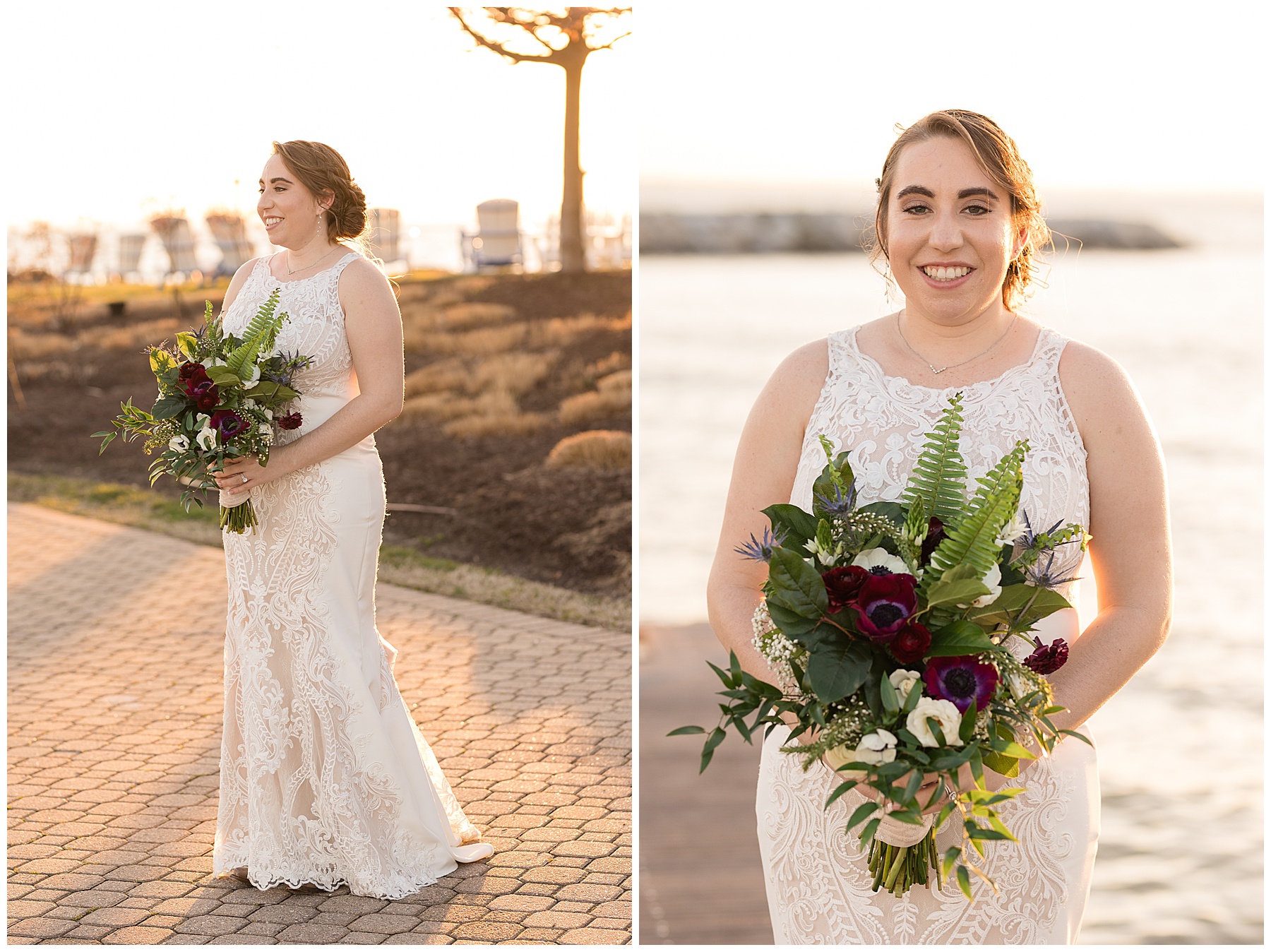 bridal golden hour portraits chesapeake bay beach club