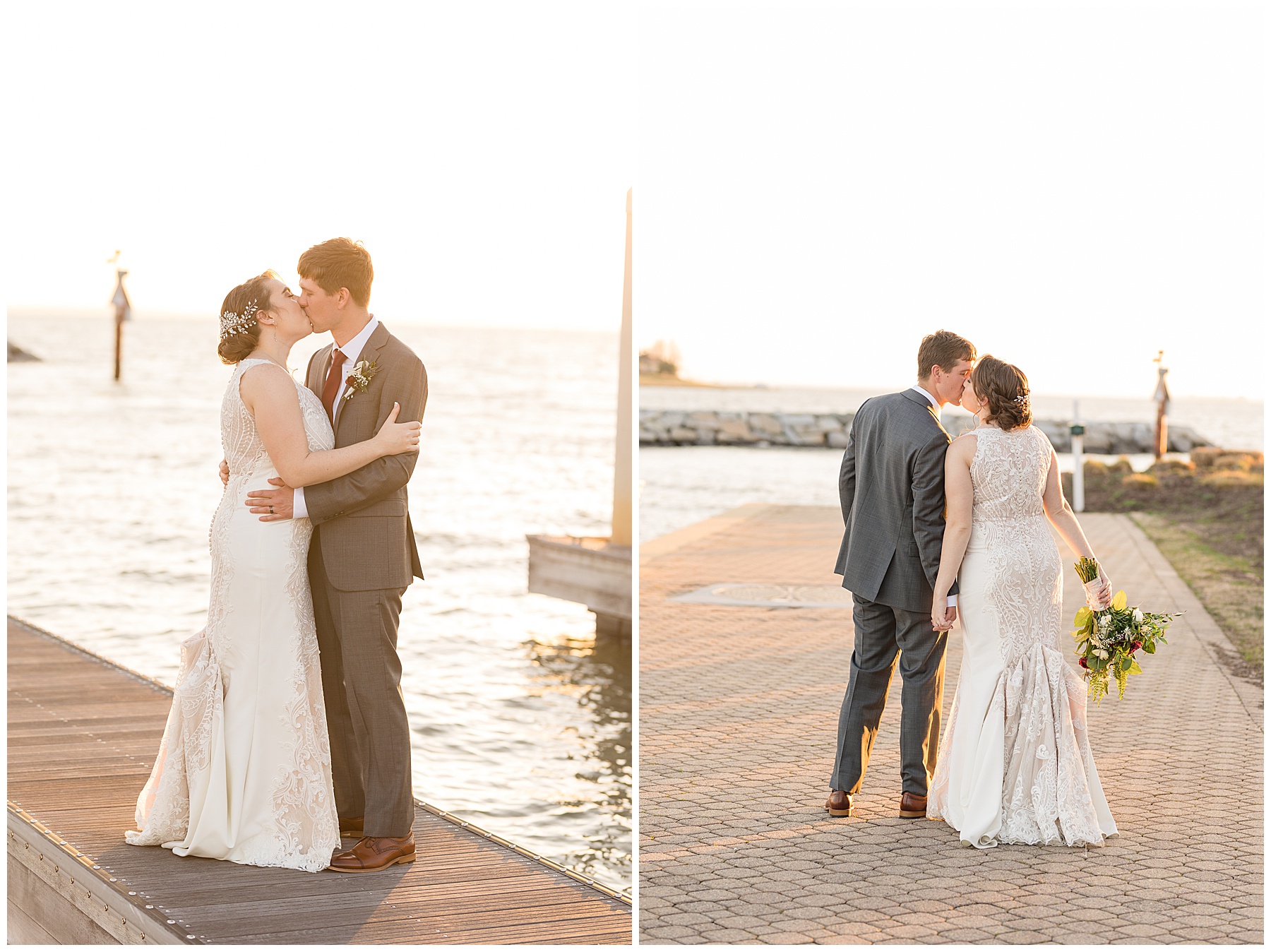 couple golden hour portraits chesapeake bay beach club