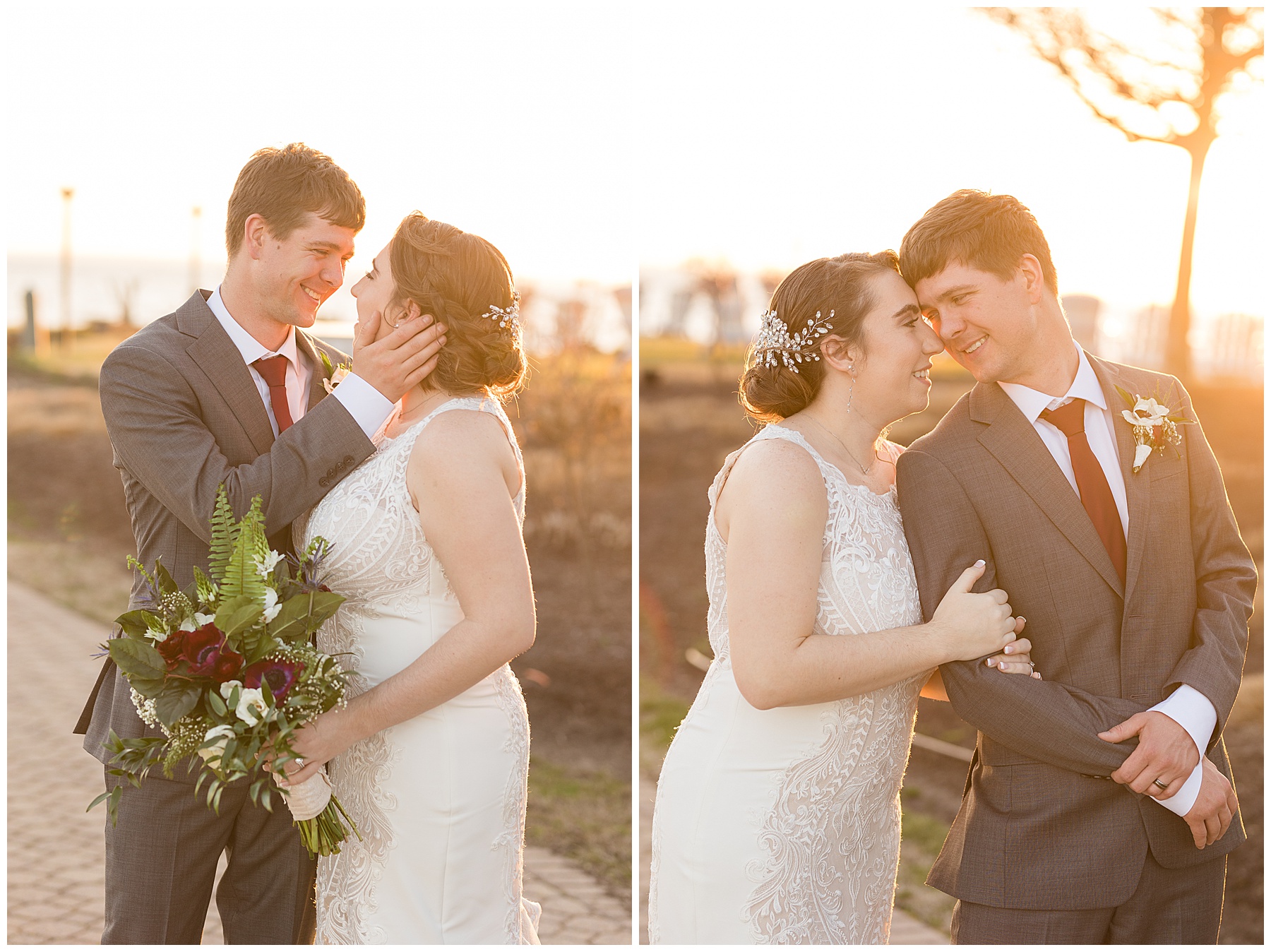 couple golden hour portraits chesapeake bay beach club