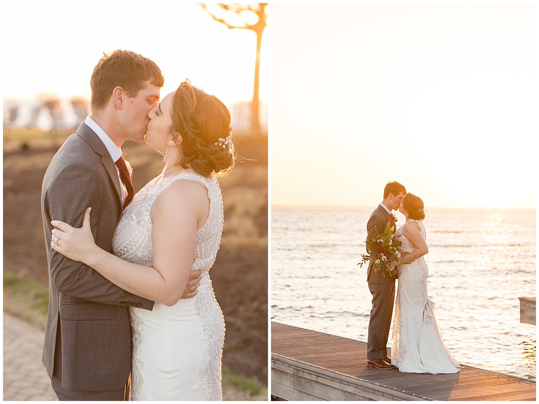 couple golden hour portraits chesapeake bay beach club