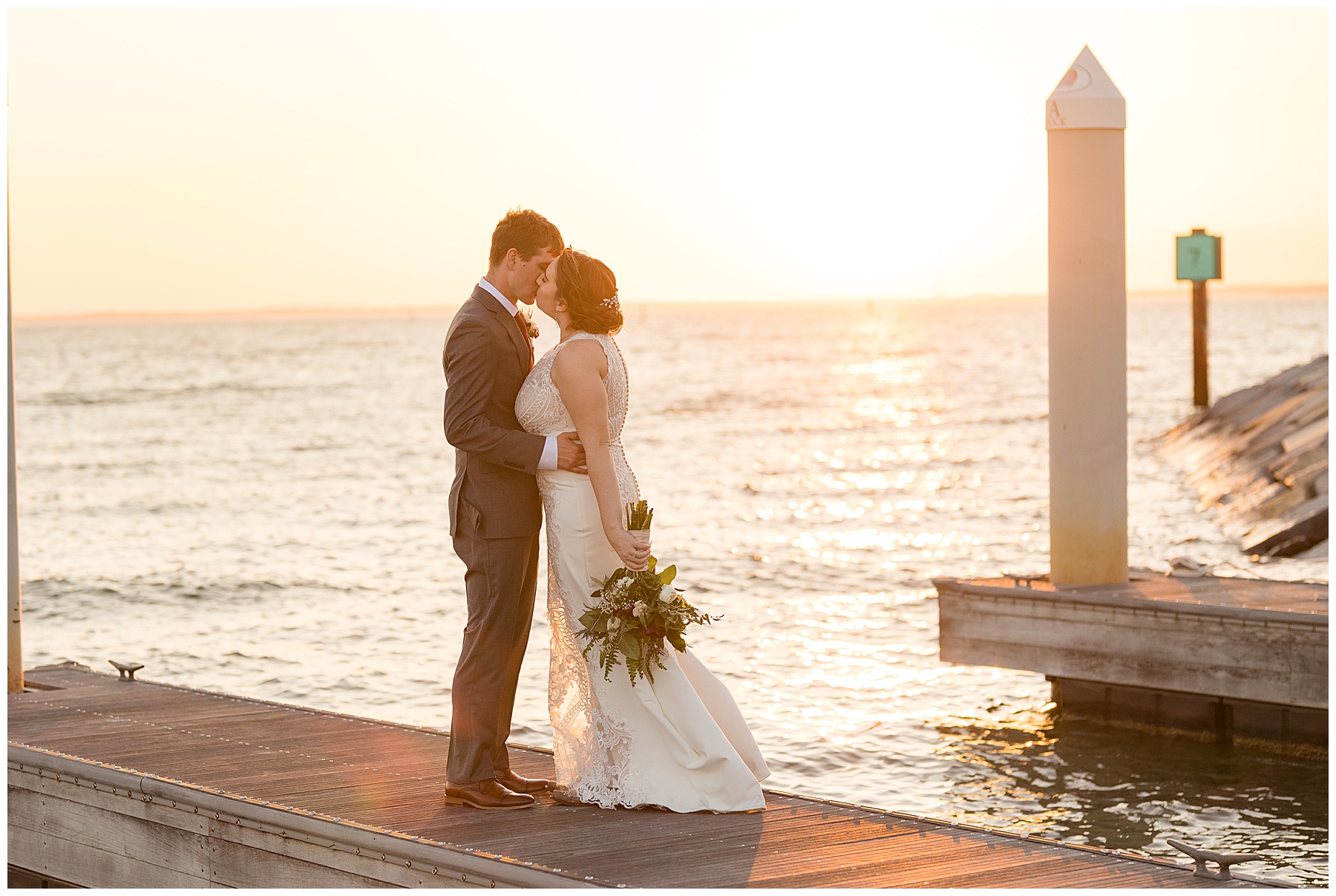 couple golden hour portraits chesapeake bay beach club