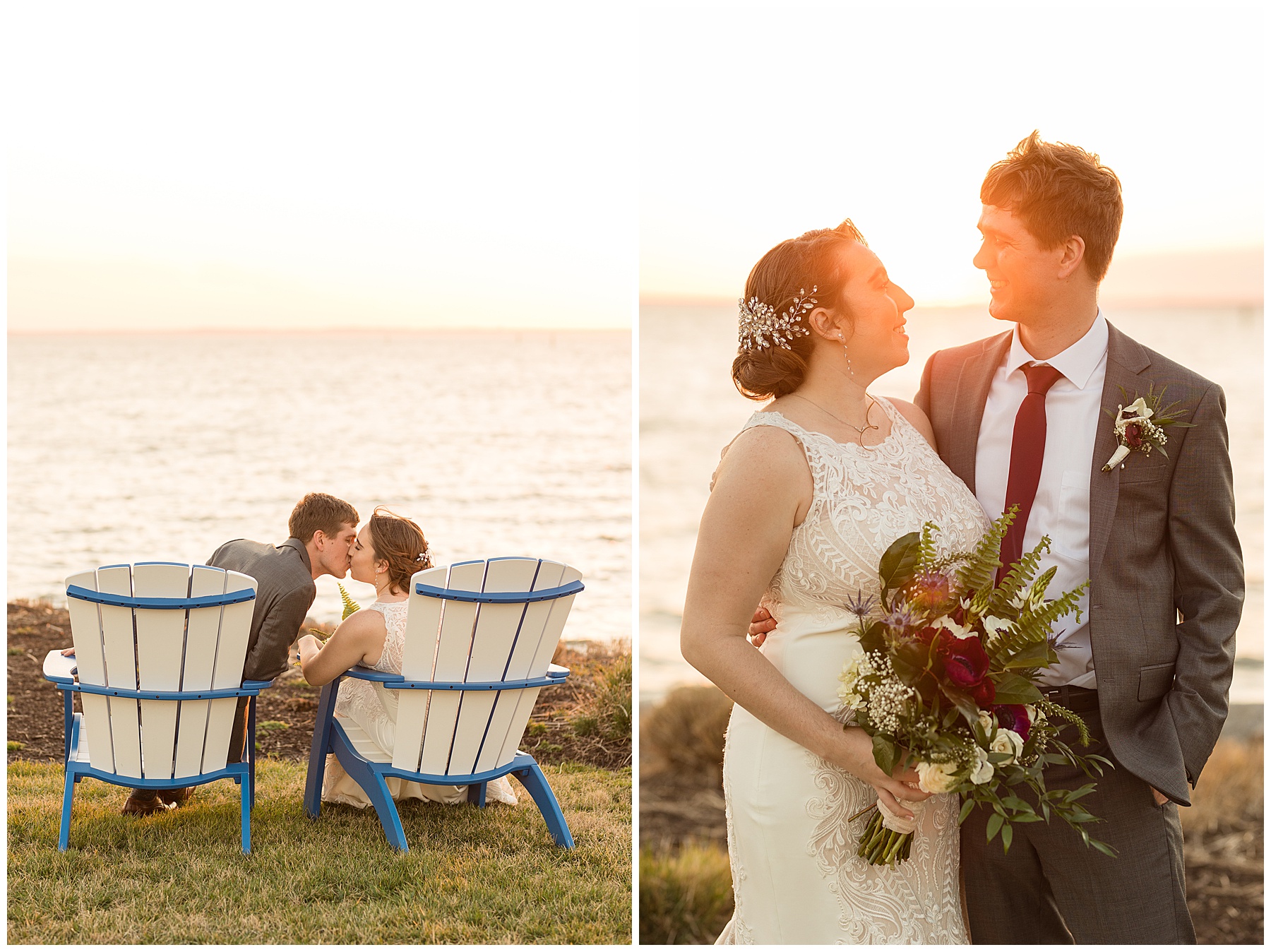 couple golden hour portraits chesapeake bay beach club