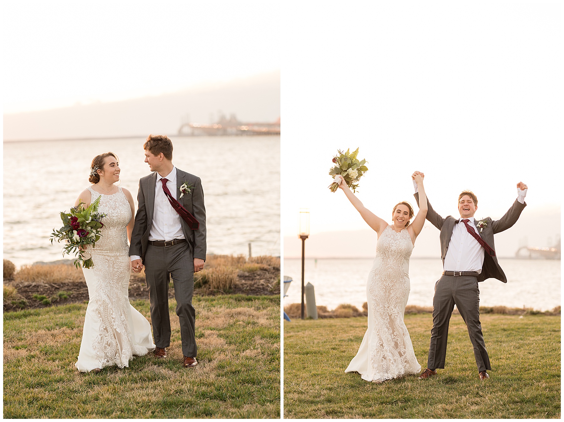 couple golden hour portraits chesapeake bay beach club