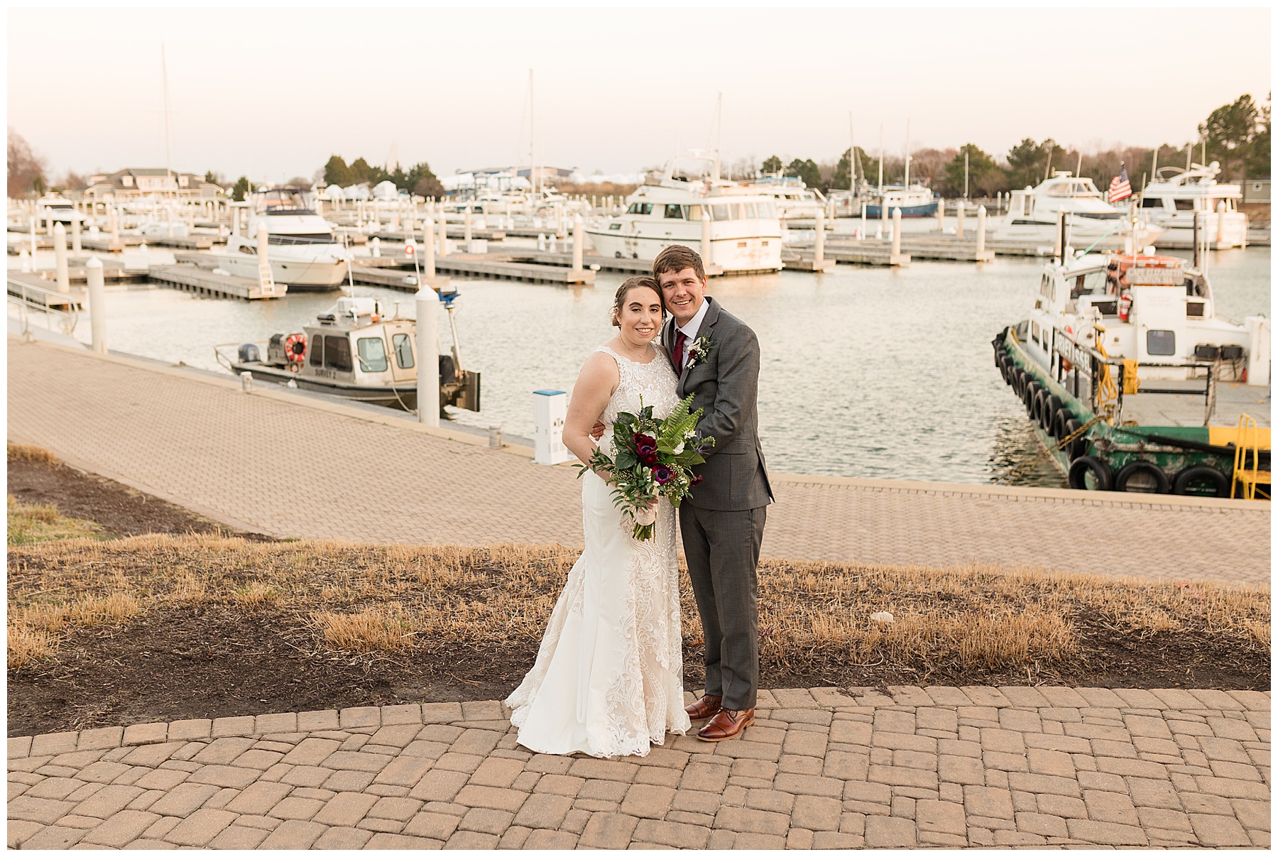 couple golden hour portraits chesapeake bay beach club