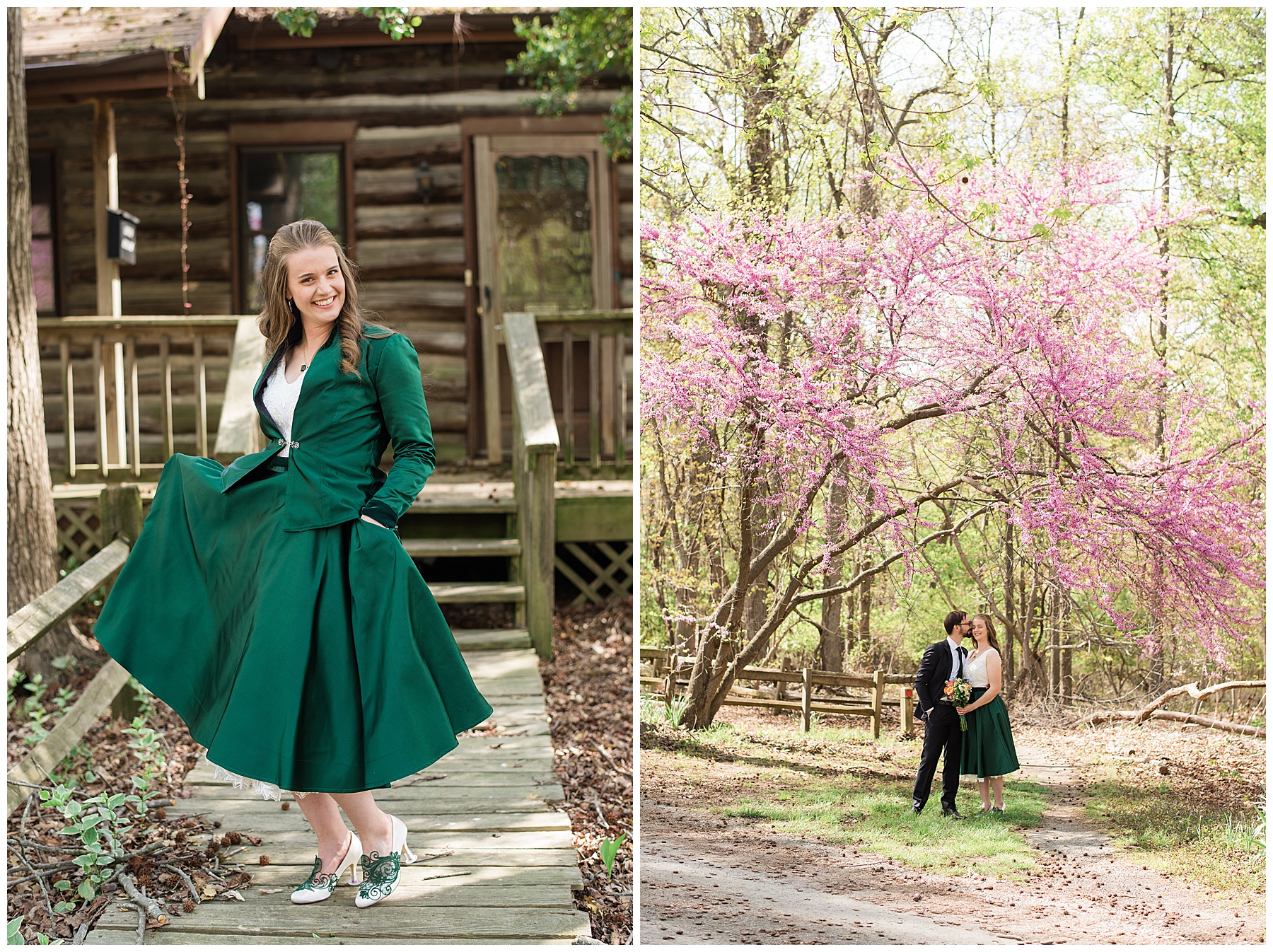 bride and groom portrait cherry blossom