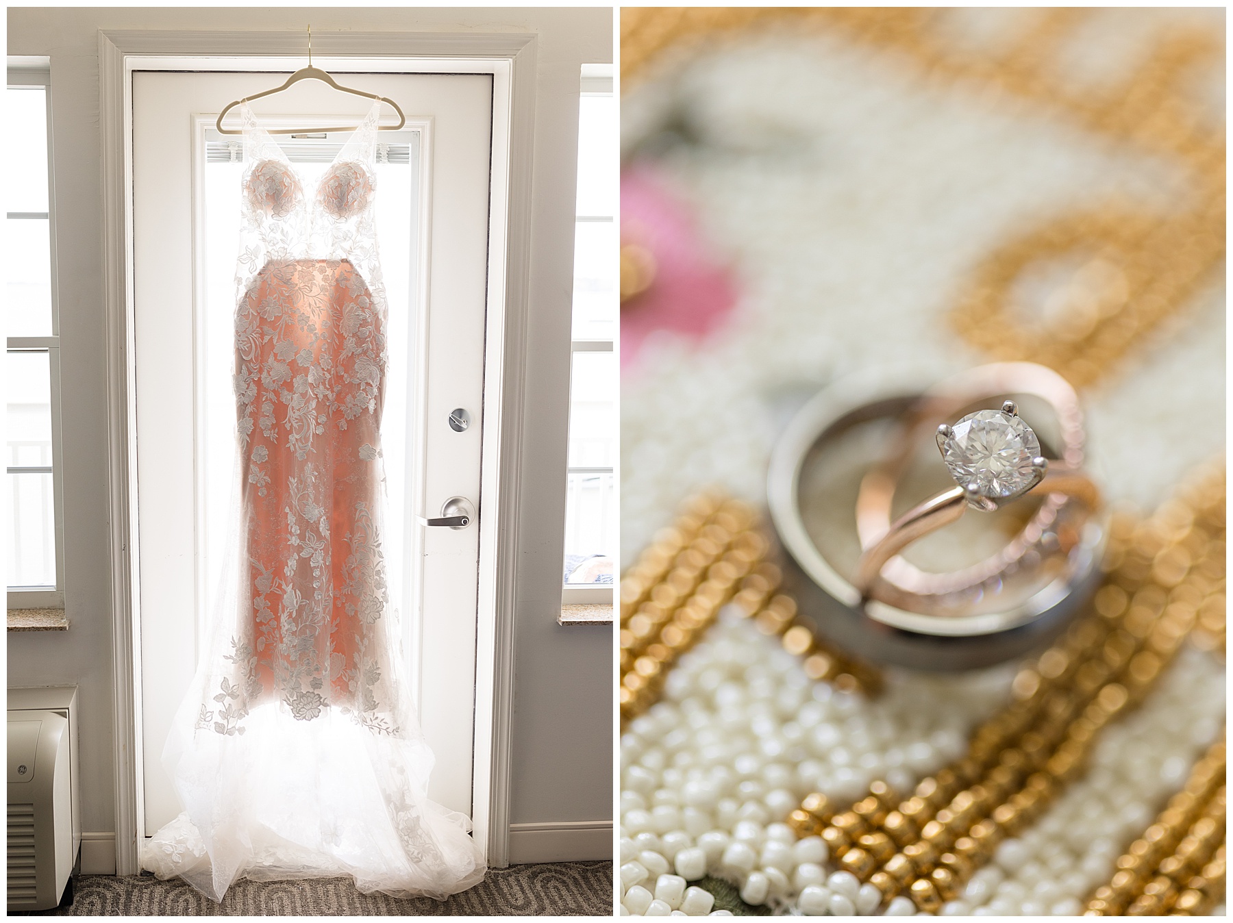 bridal gown hanging ring details