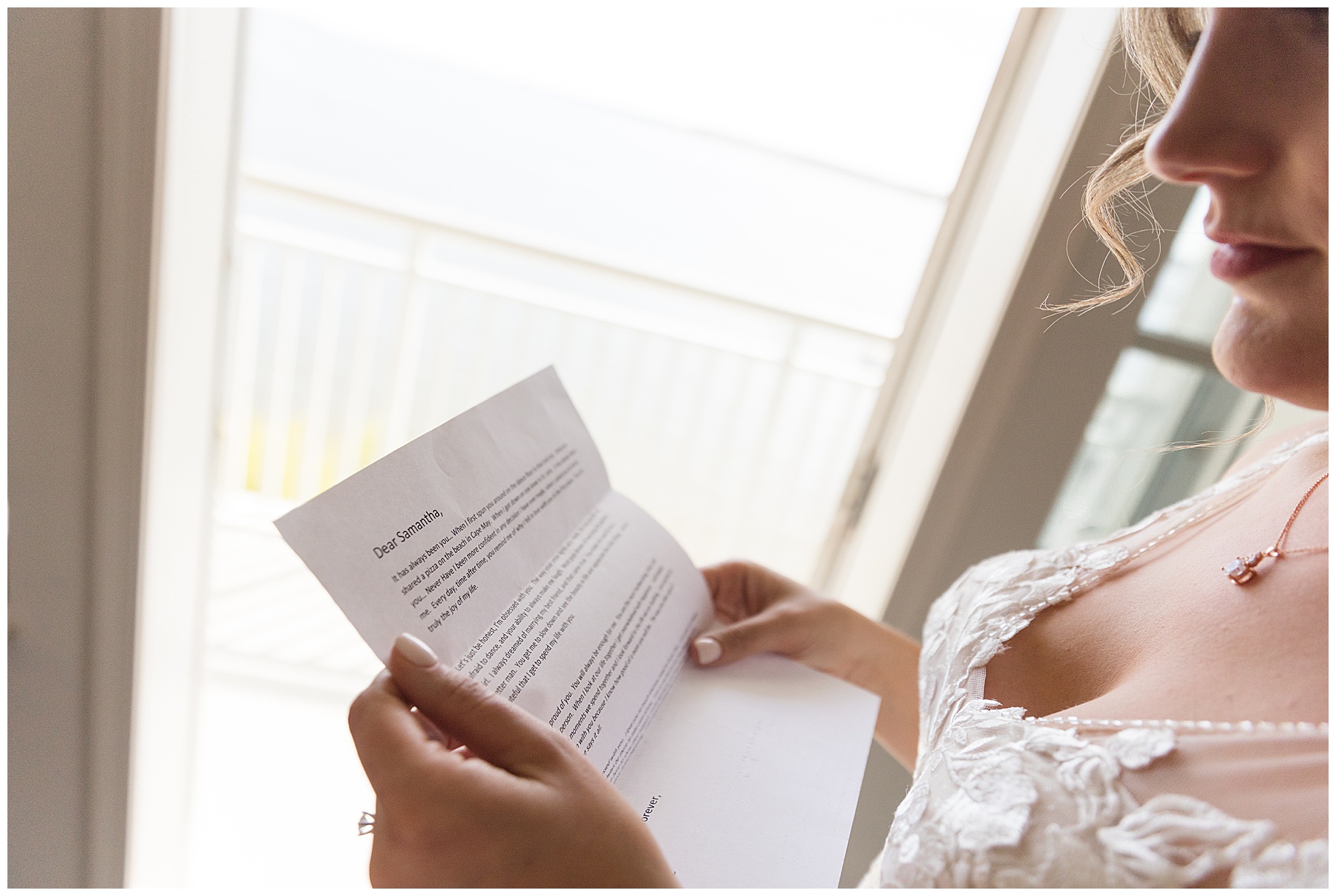 bride reading letter