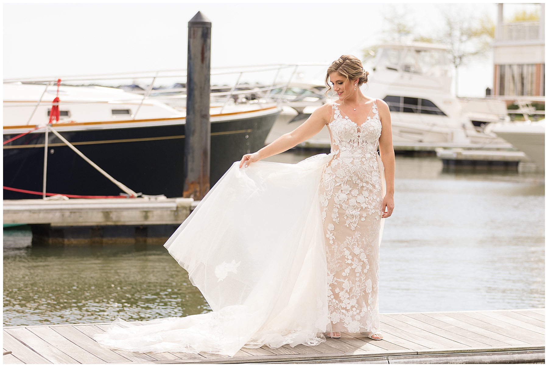 bridal portrait on pier