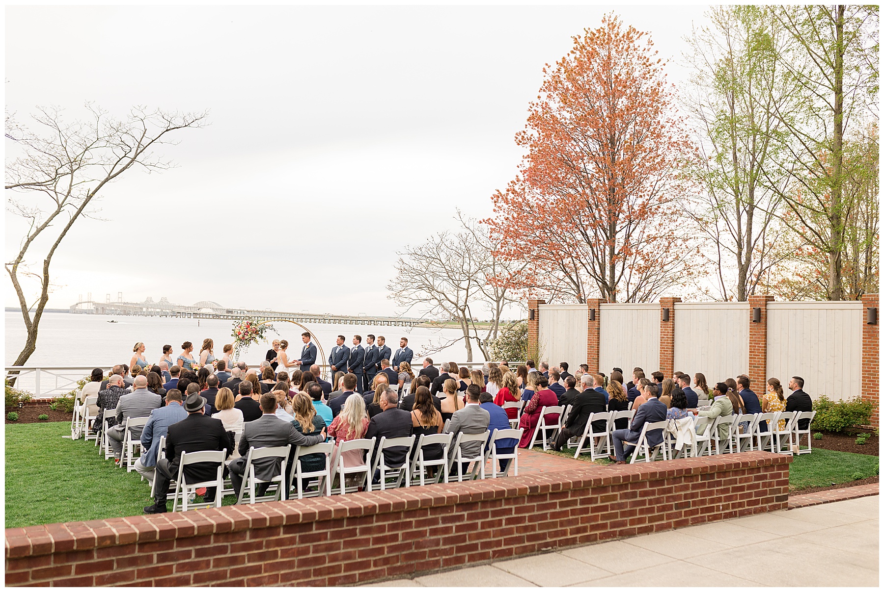 chesapeake bay beach club beach house ceremony wide