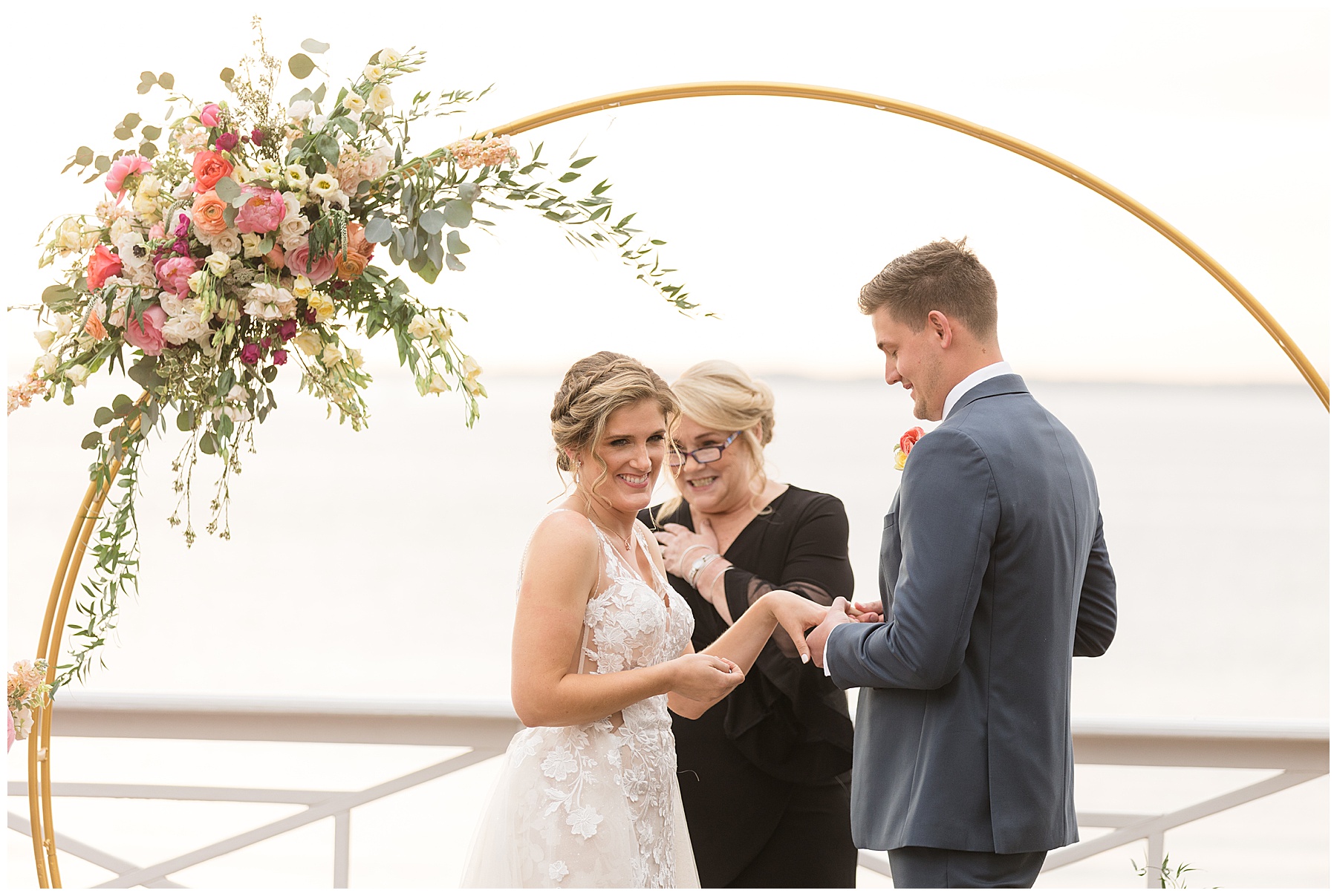 chesapeake bay beach club beach house ceremony laugh