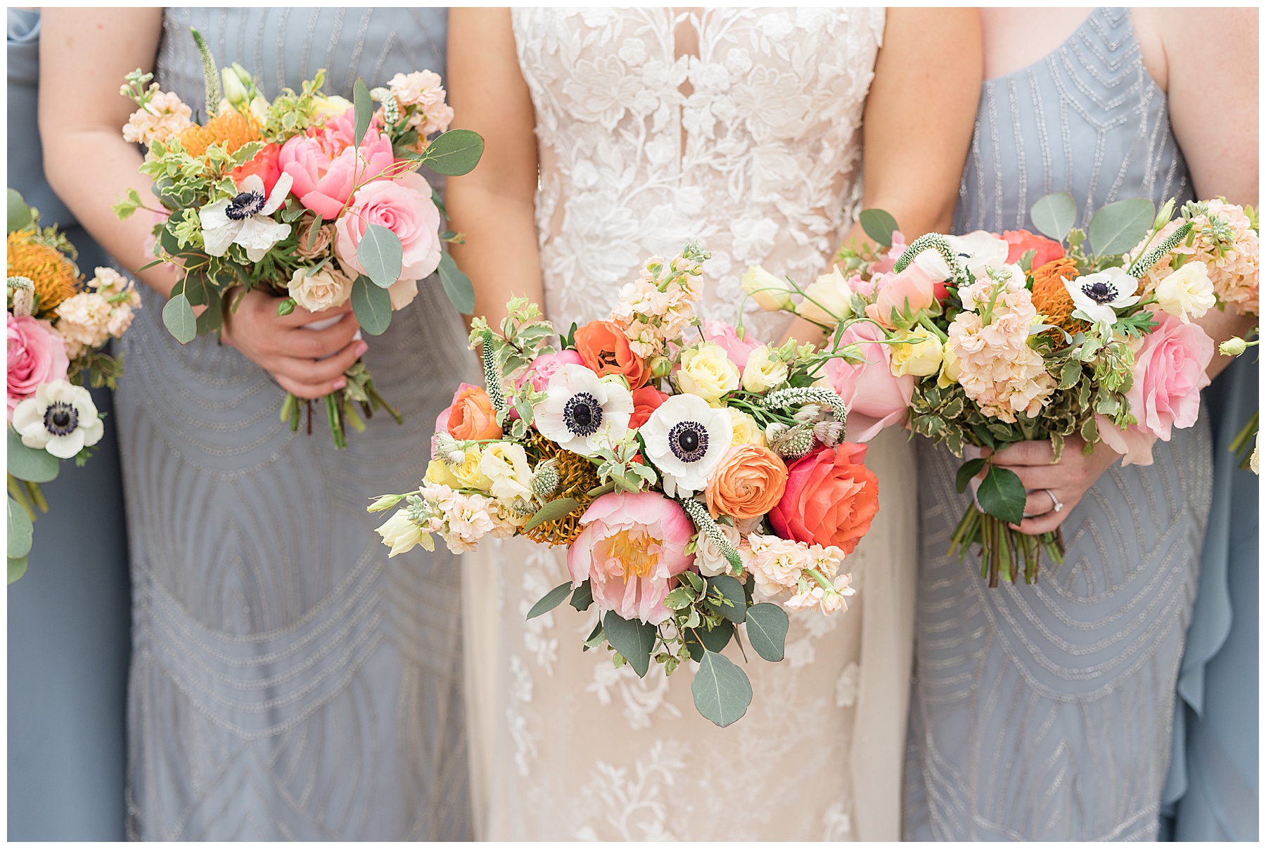 bridal bouquets pink and blue