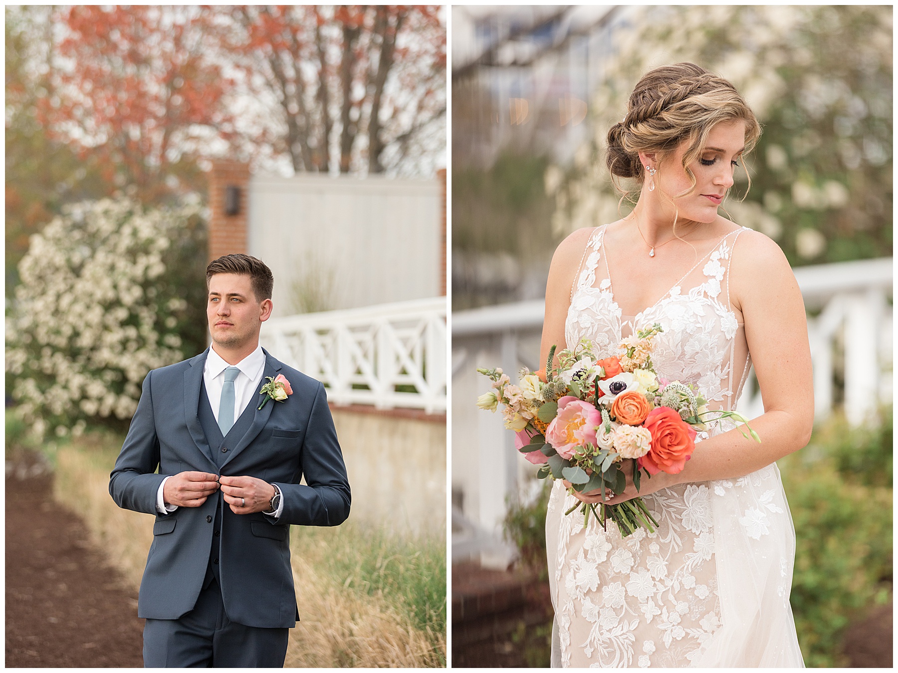 bride and groom solo portraits