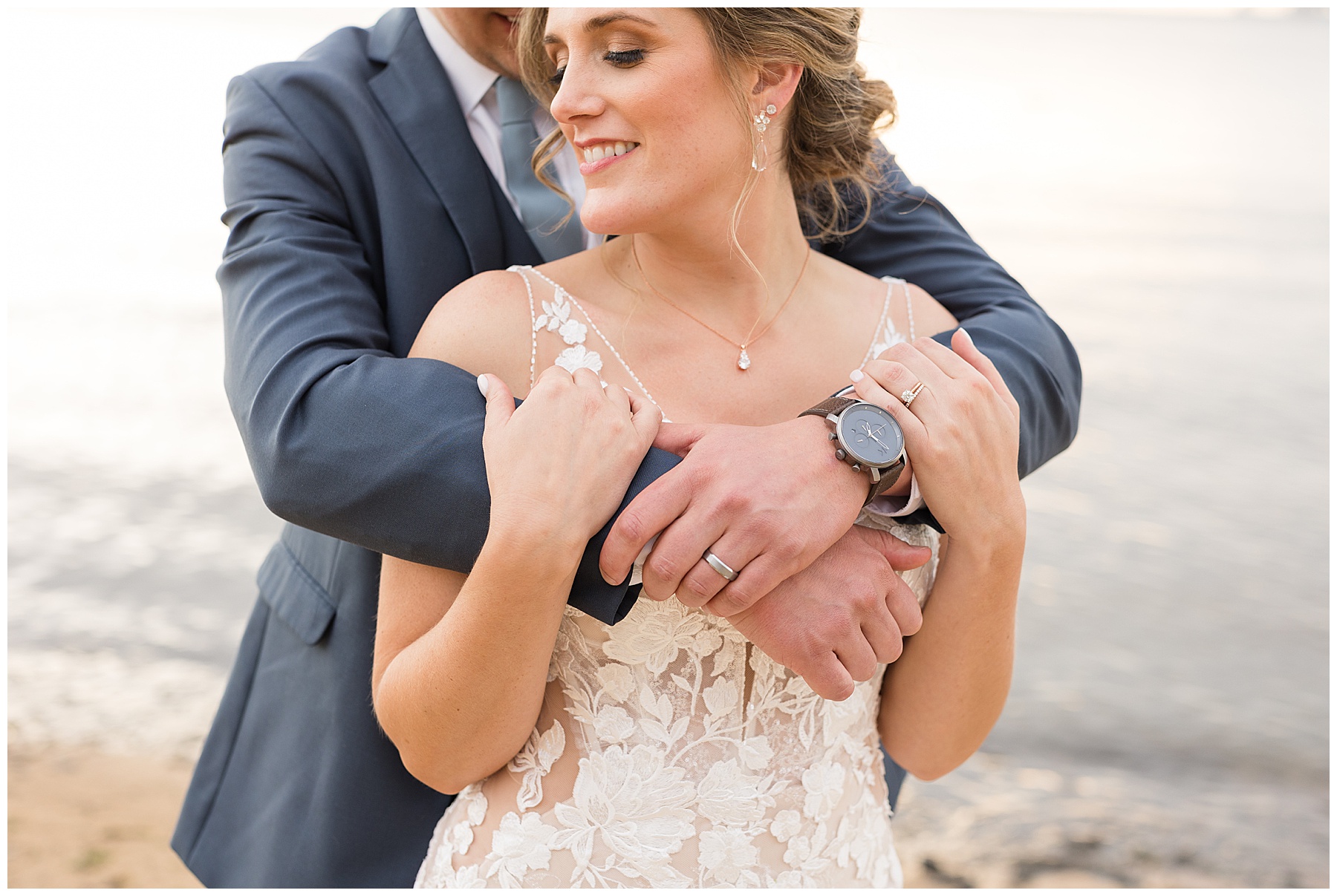 couple portrait on the beach embrace