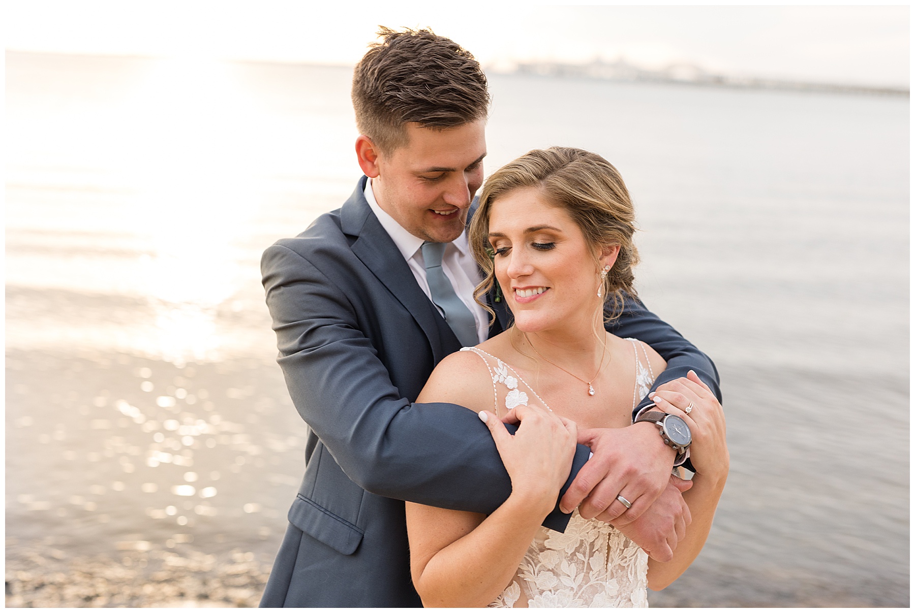 couple portrait on the beach embrace