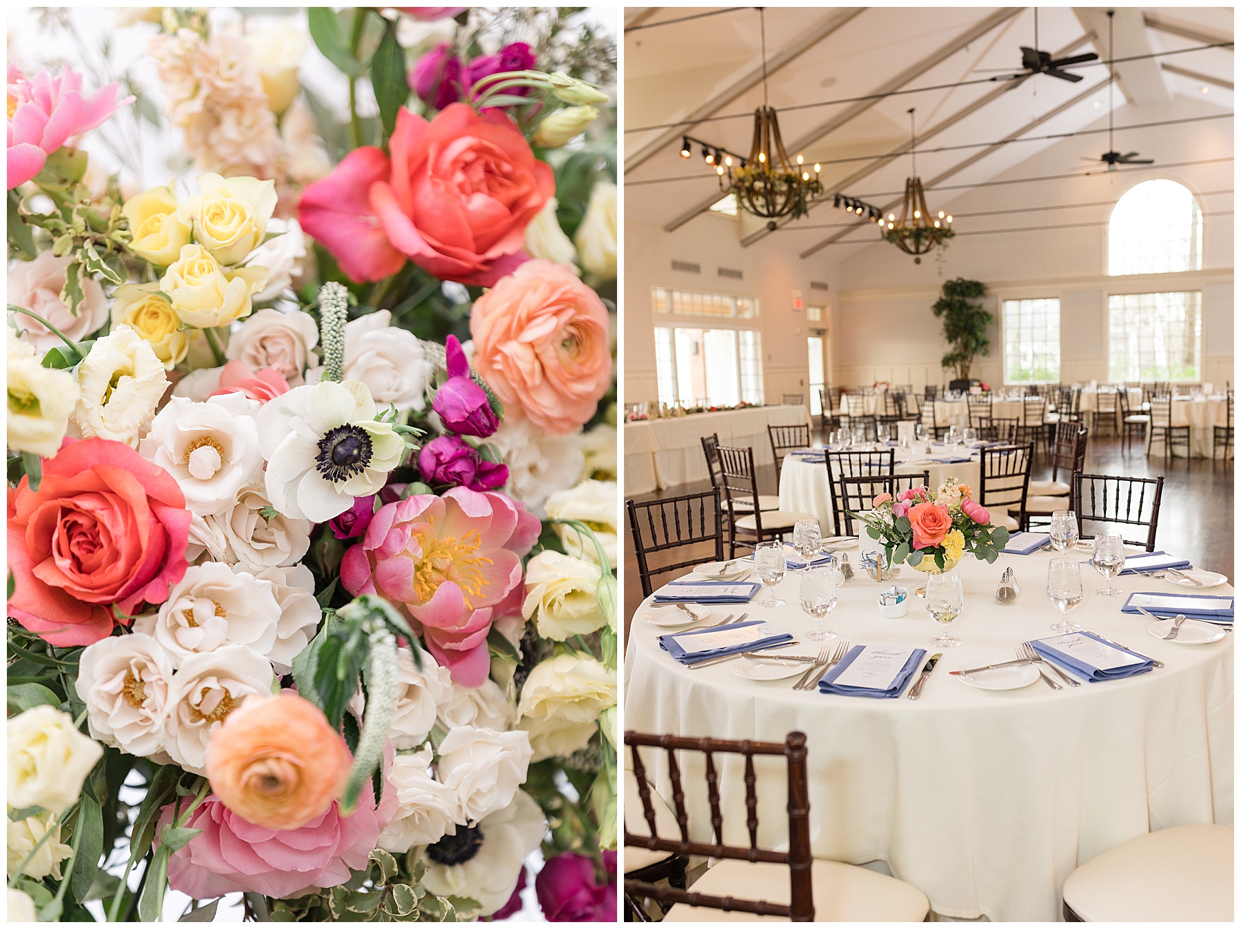 wedding flowers and beach house reception details