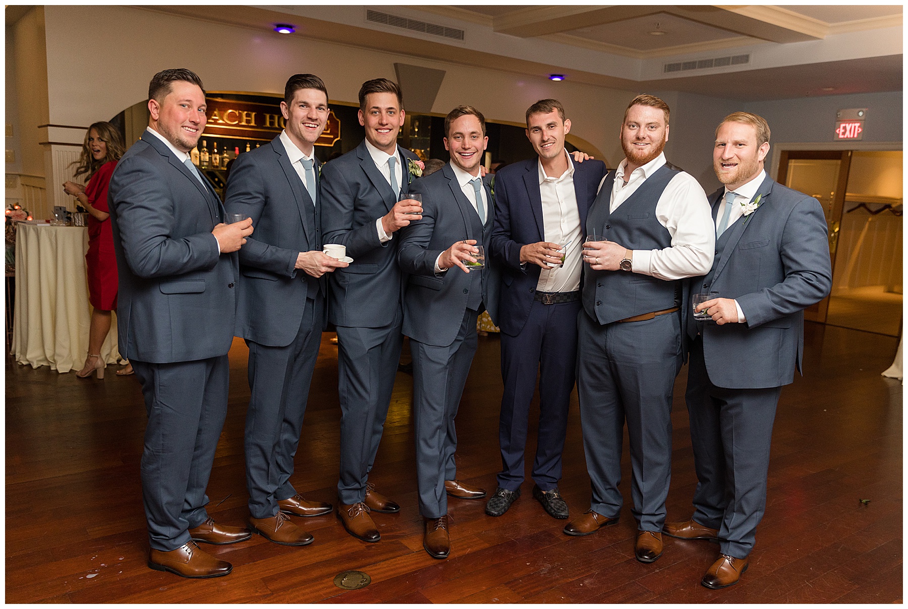 wedding candid guests groomsmen