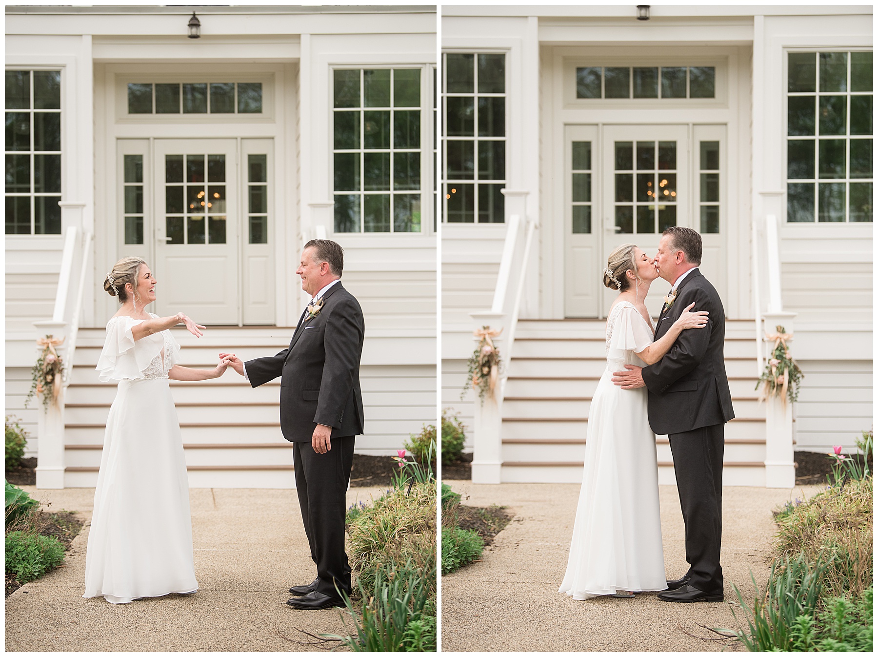 bride and groom first look