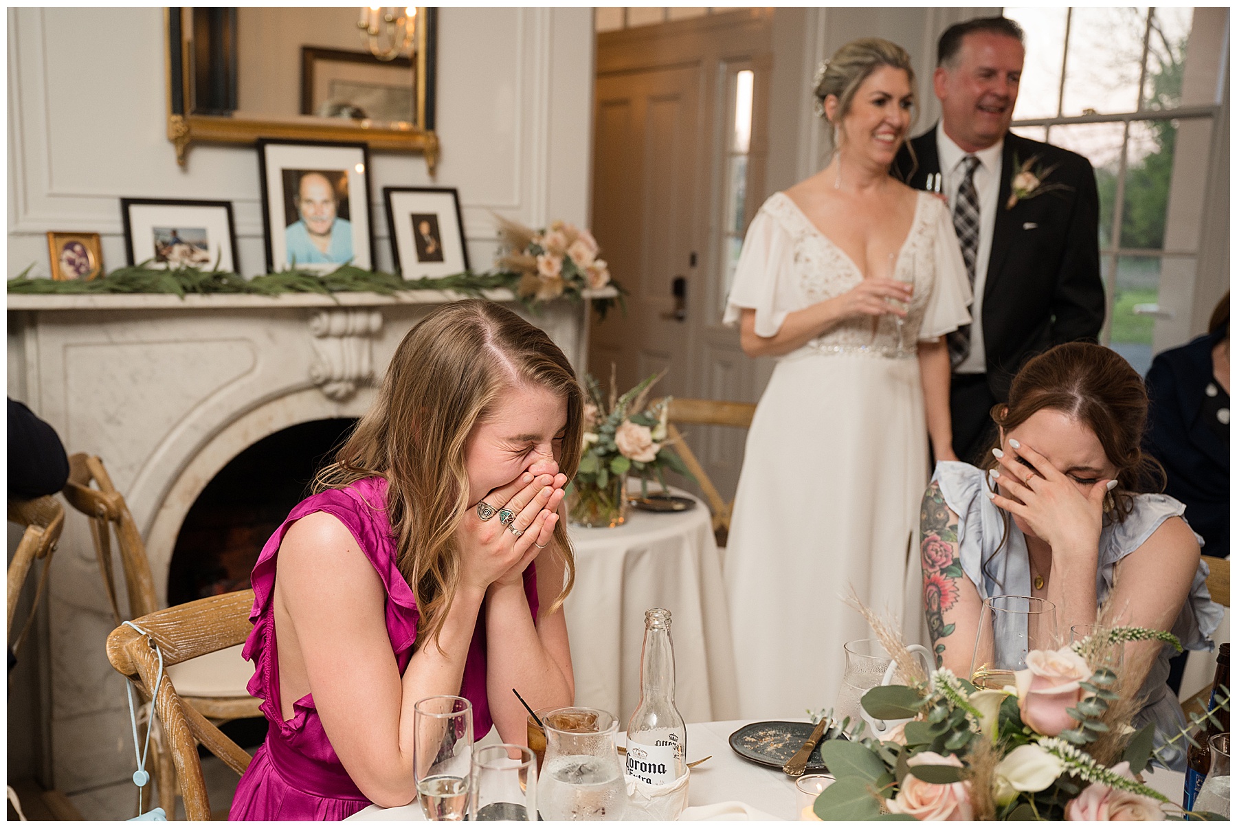 wedding toasts candid laugh