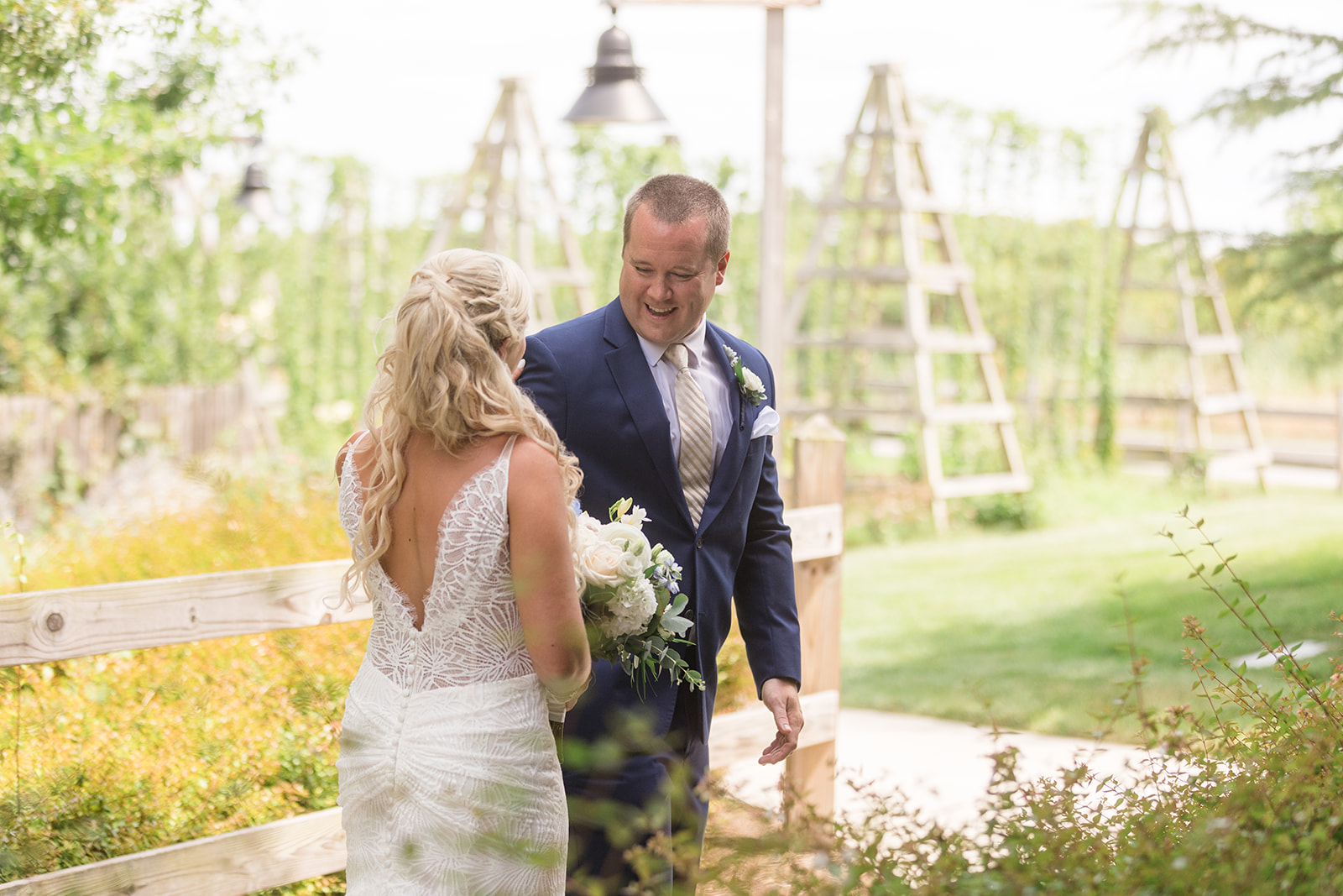 groom turning around during first look to see his bride