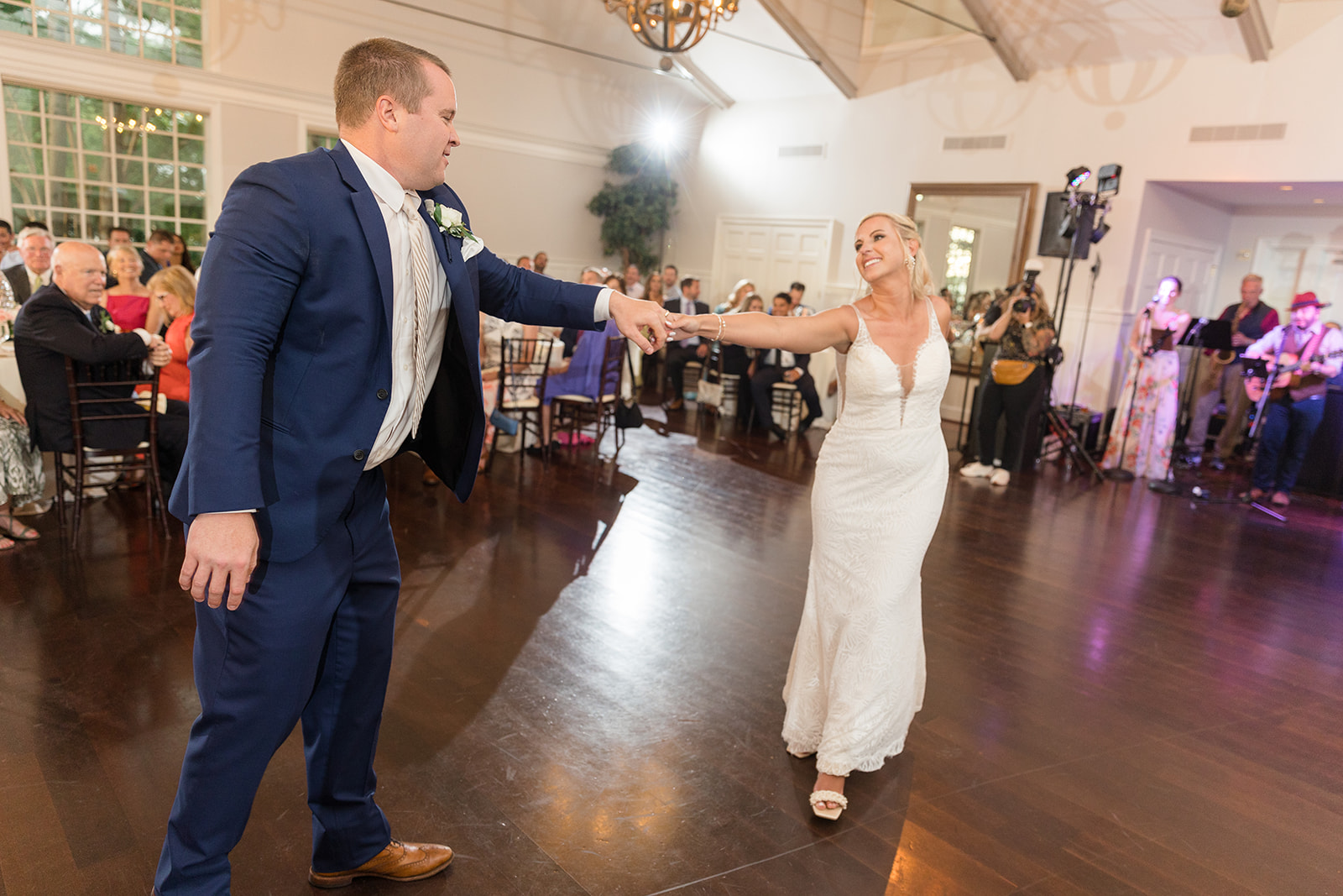 bride and groom first dance spin