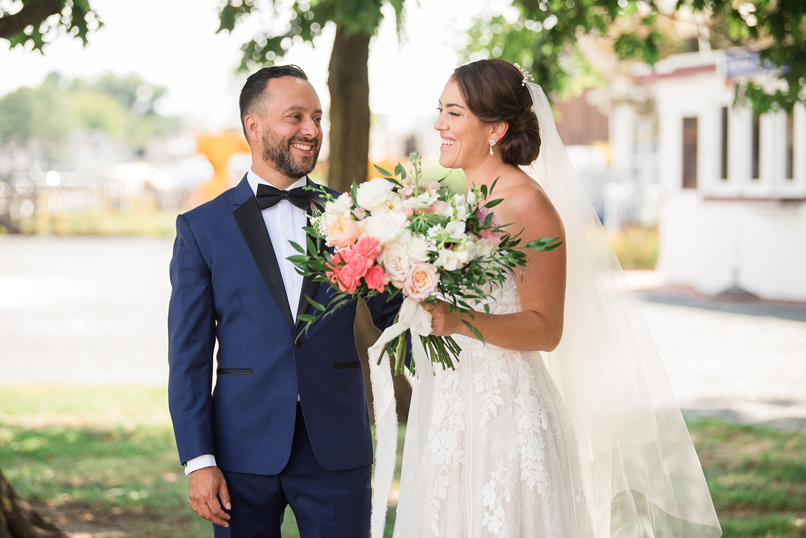 bride and groom portraits st michaels