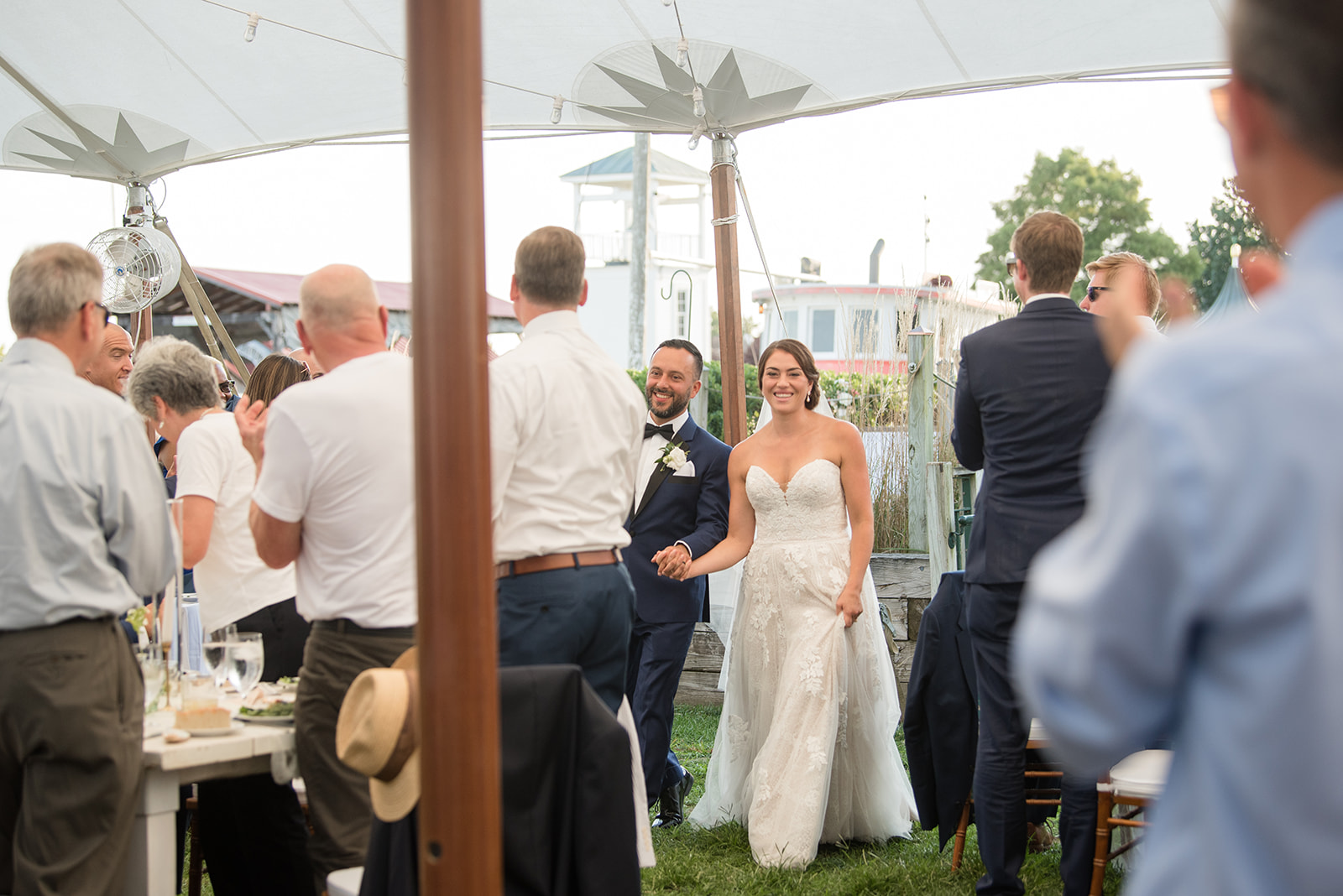 bride and groom reception entrance