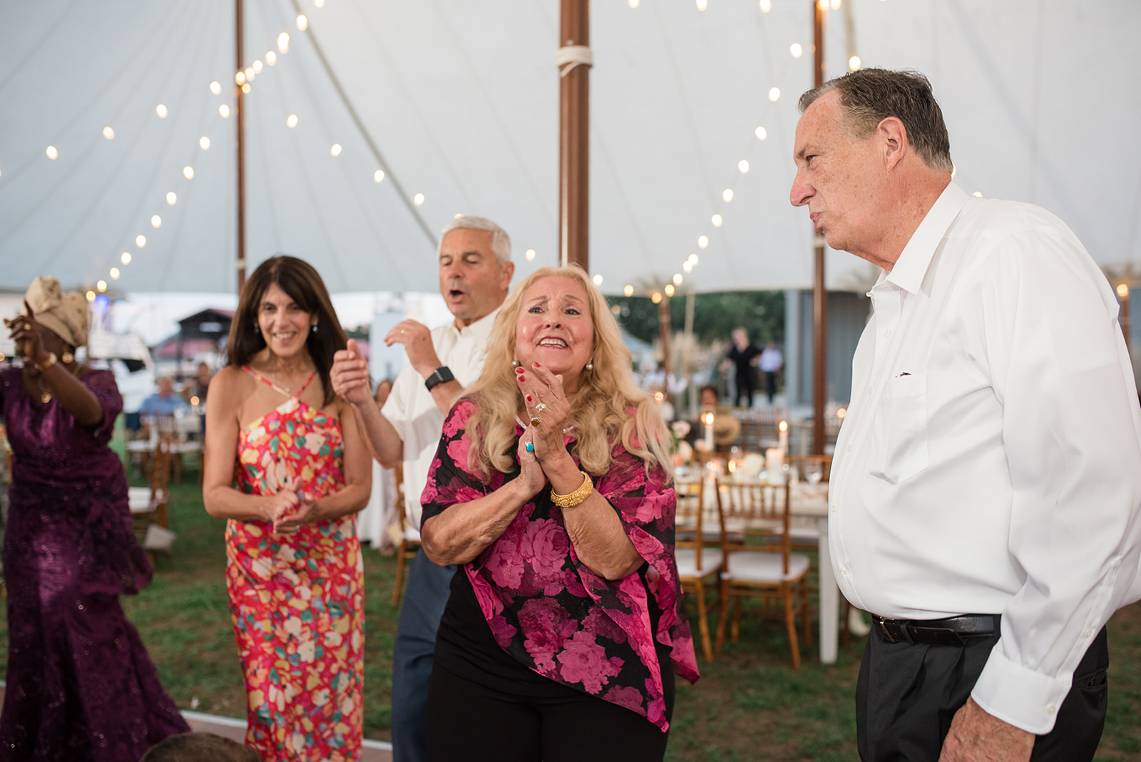 wedding dancing guests candid