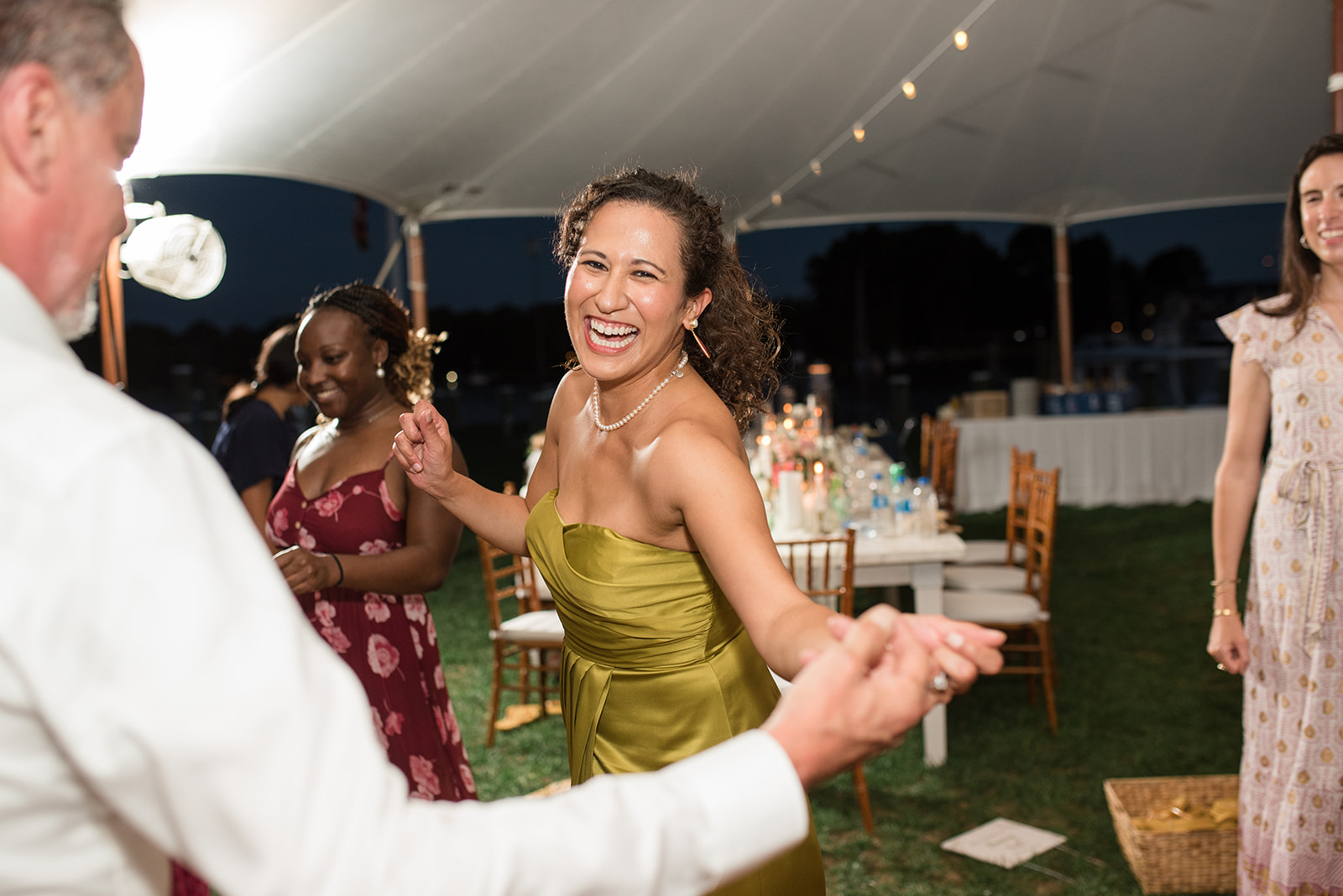 wedding dancing guests candid