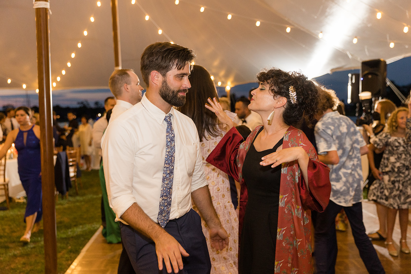 wedding dancing guests candid