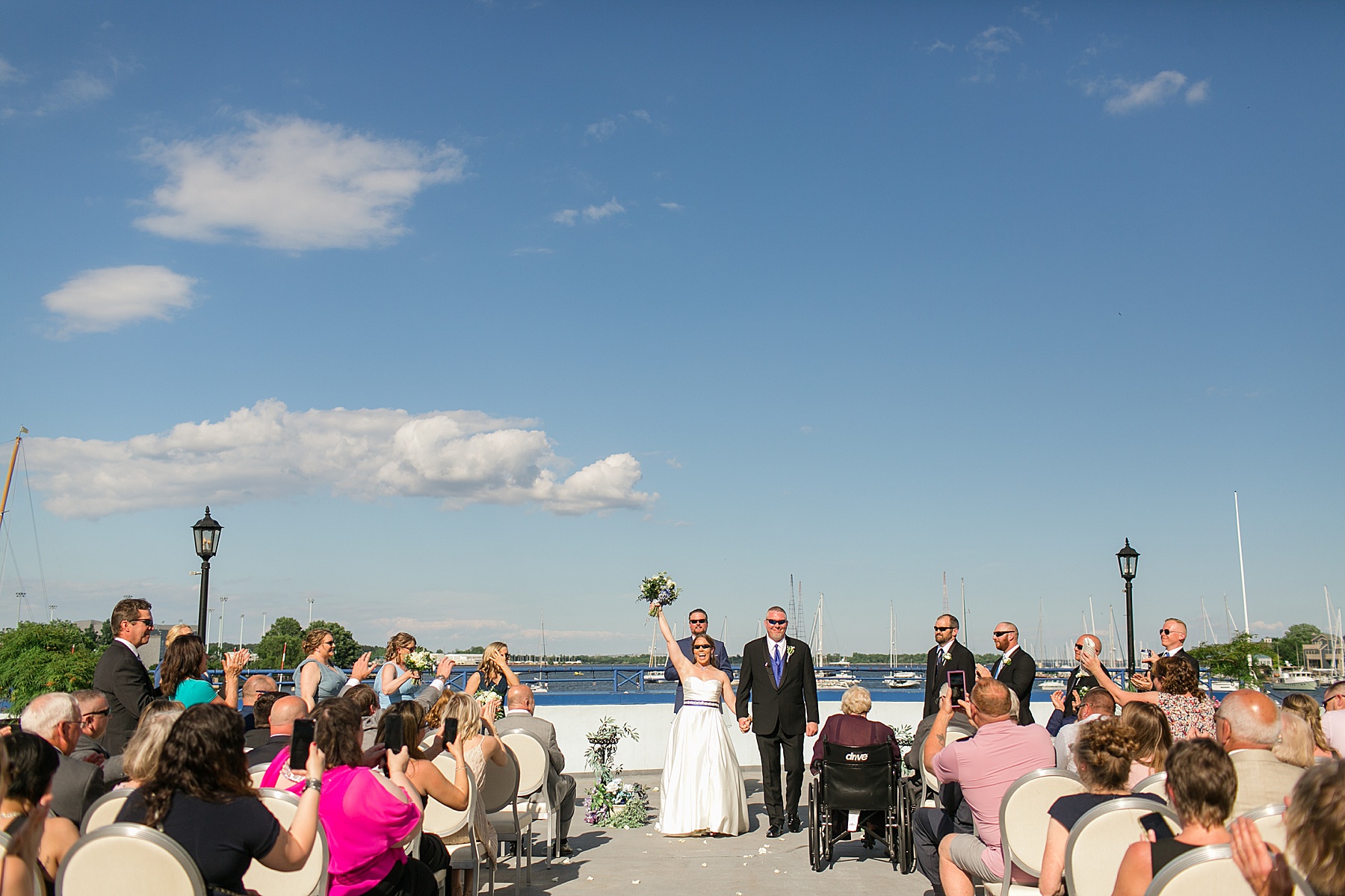 bride and groom just married annapolis