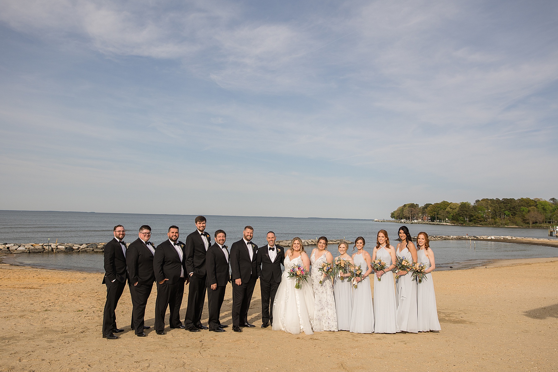 wedding party on beach