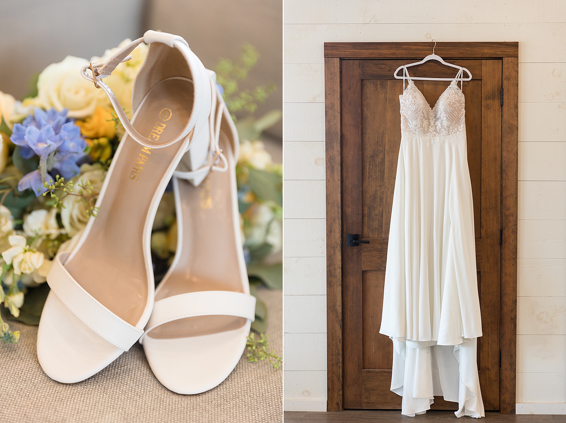 bride details dress and shoes