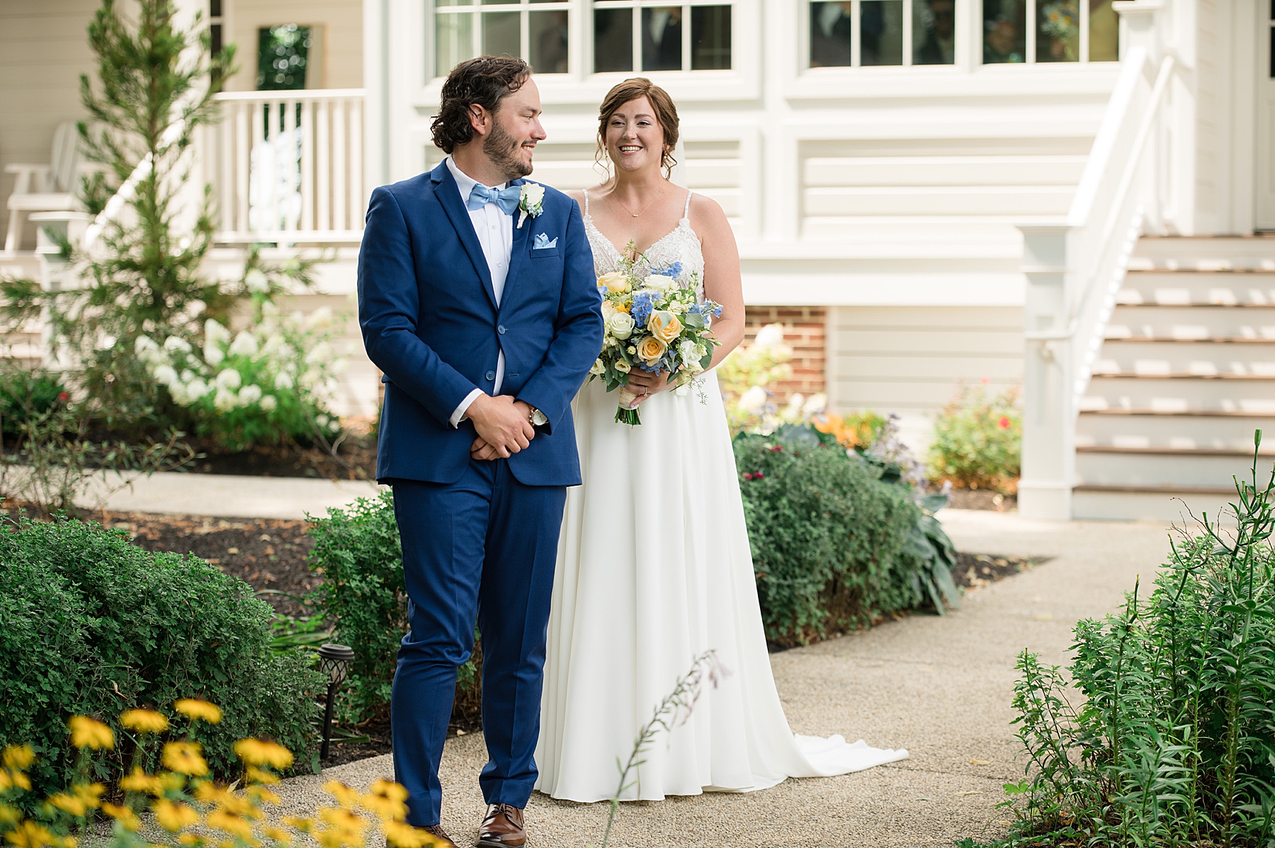 bride and groom first look